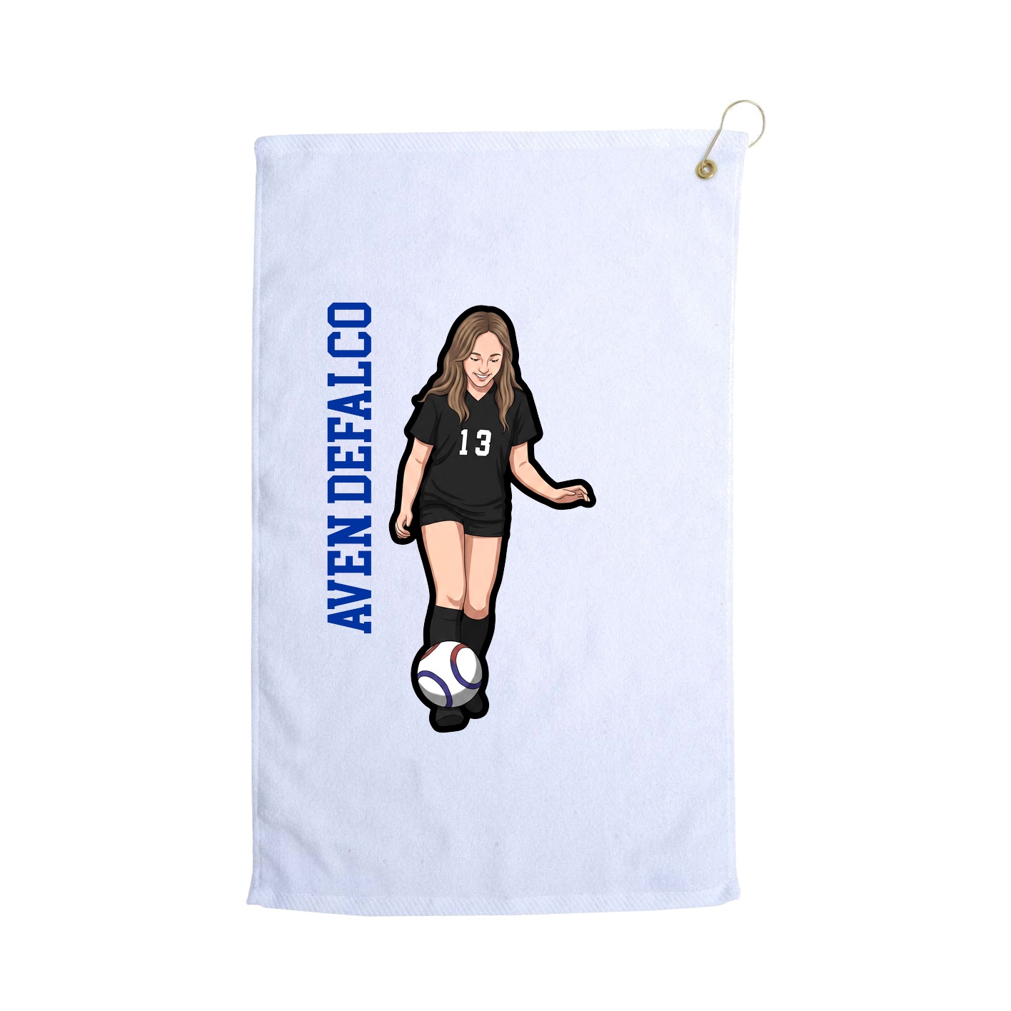 Golf Towel — Name Vertical in White
