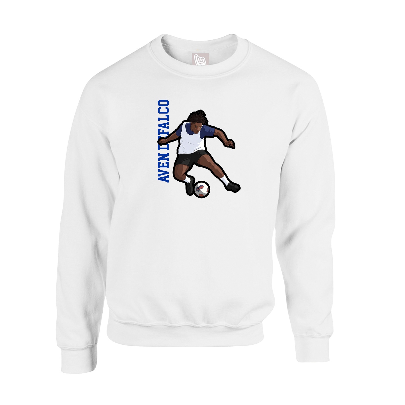 Fleece Crew — Name Vertical in White