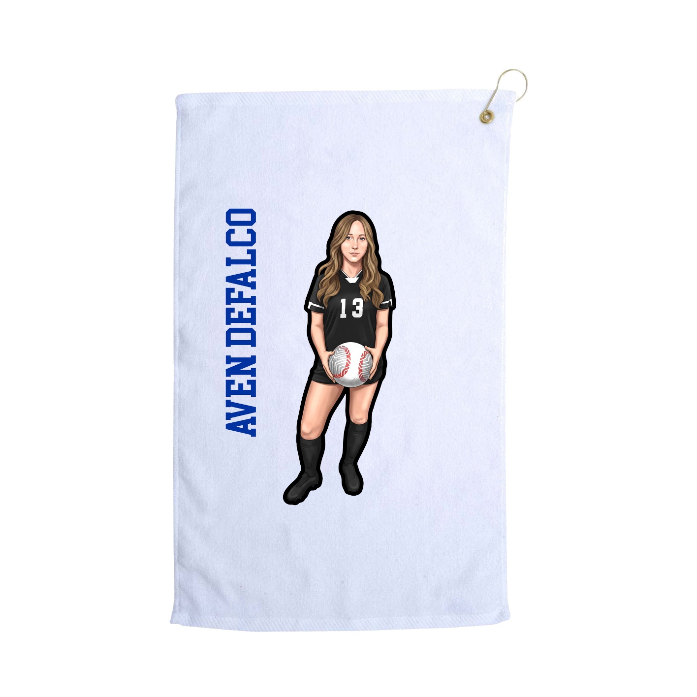 Golf Towel — Name Vertical in White