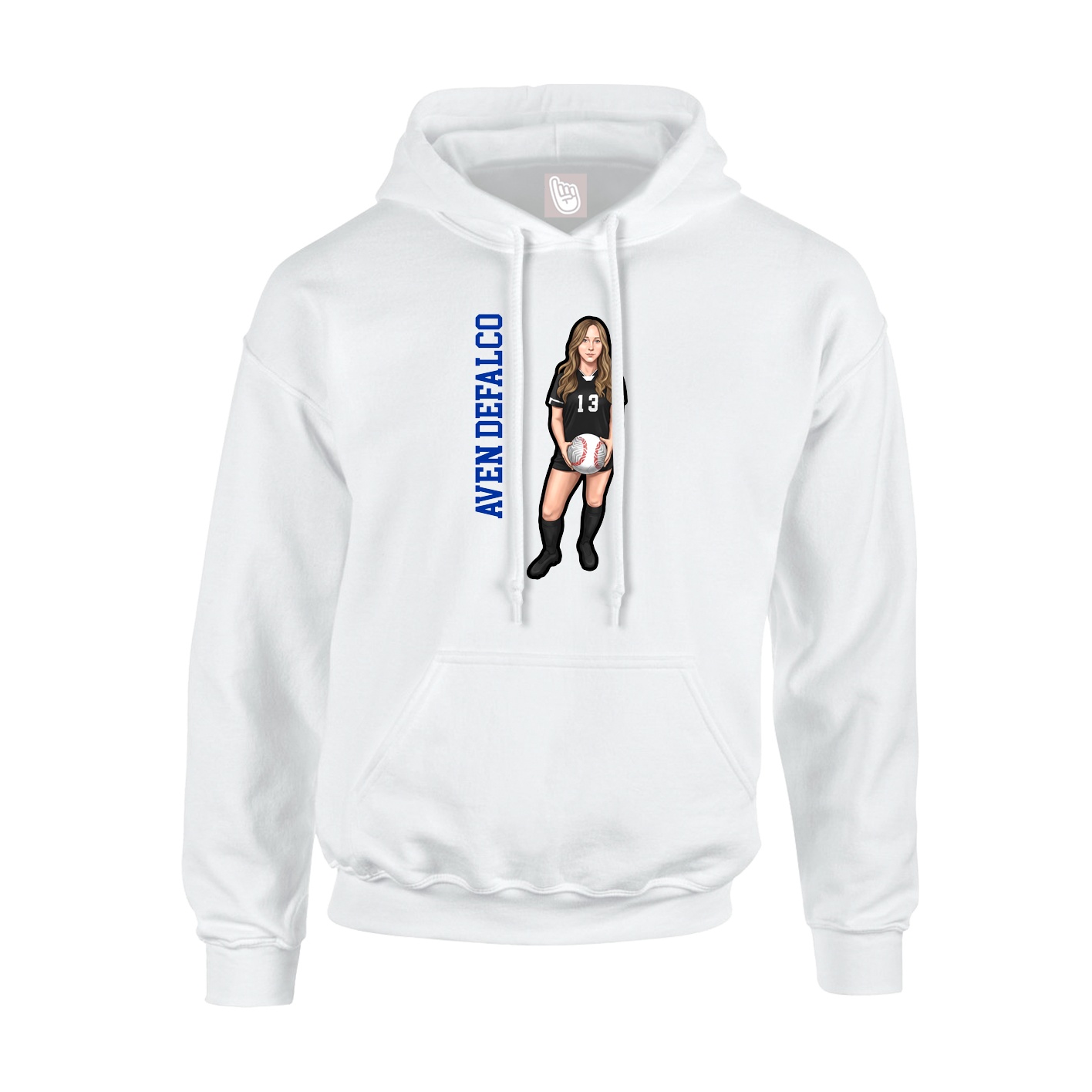 Youth Hoodie — Name Vertical in White