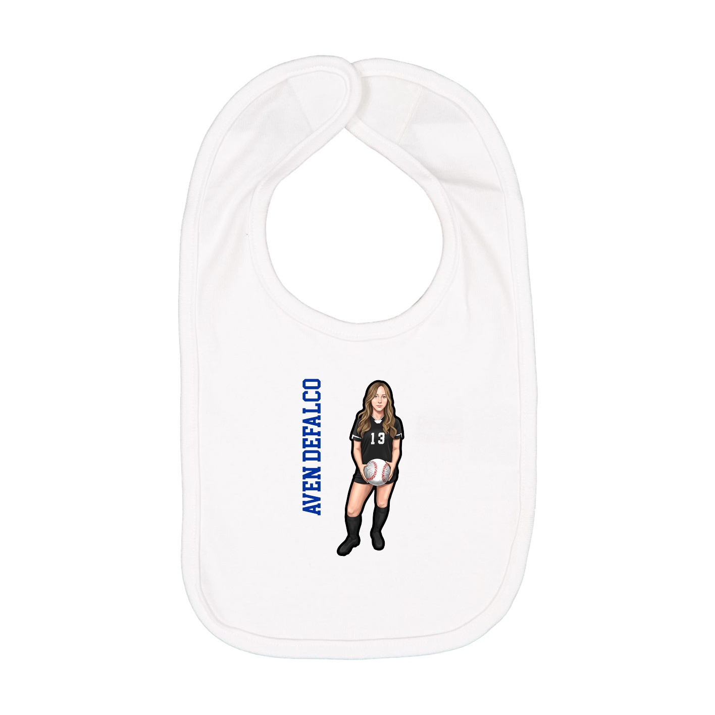 Infant Bib — Name Vertical in White