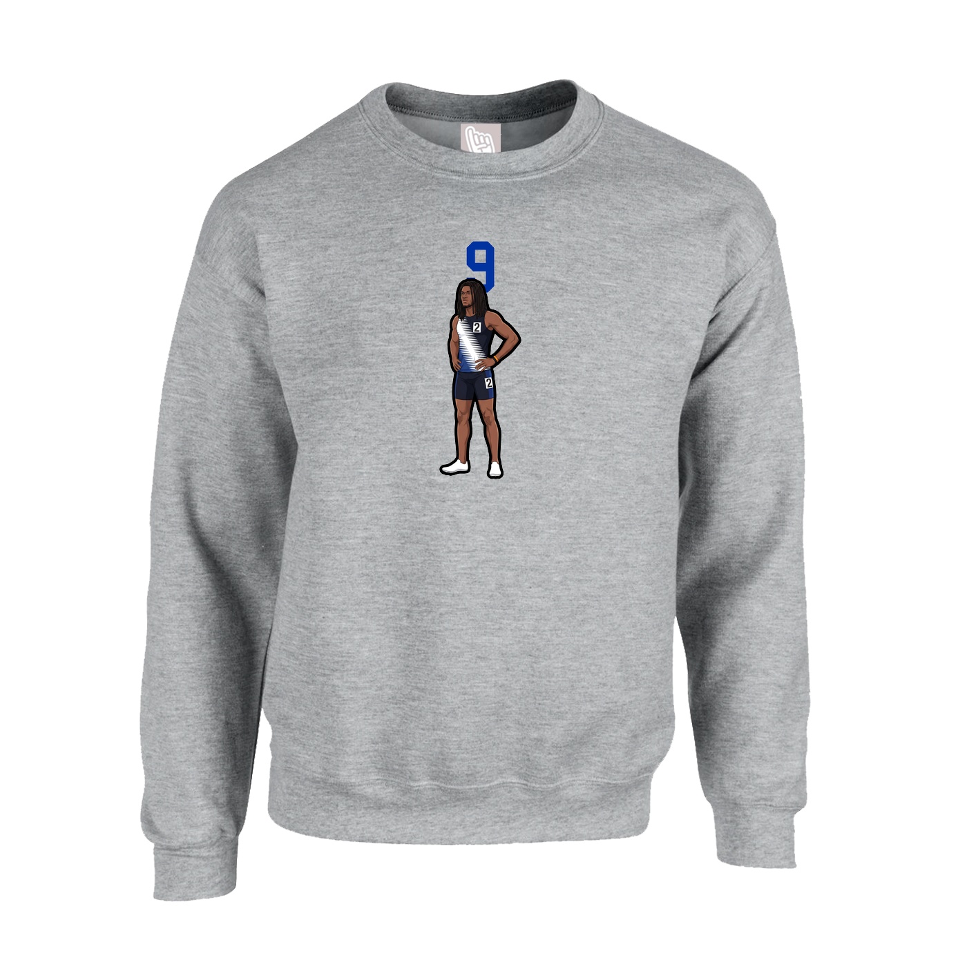 Fleece Crew — Number Top in Grey