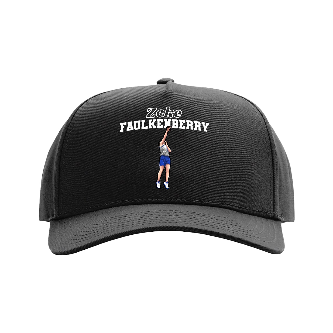 Full Fabric Five-Panel Champ Cap — Name Arch in Black