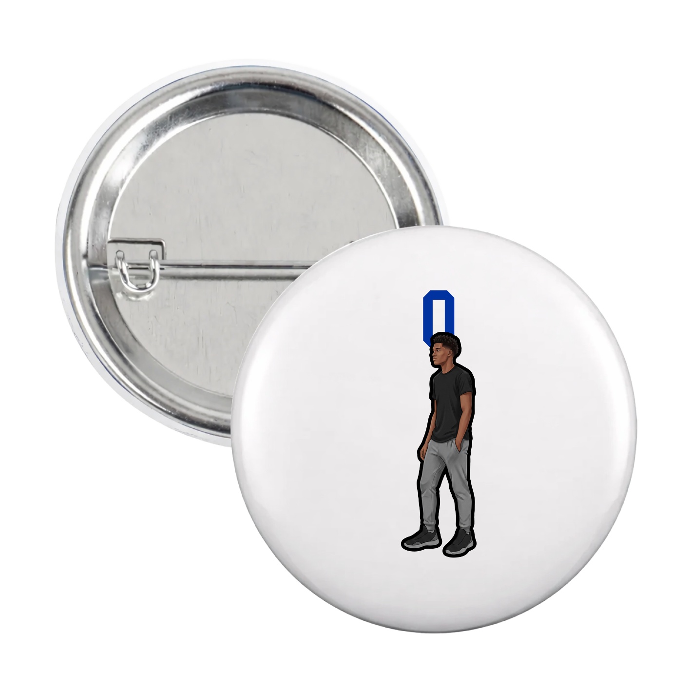 Game Day Button — Number Top in White