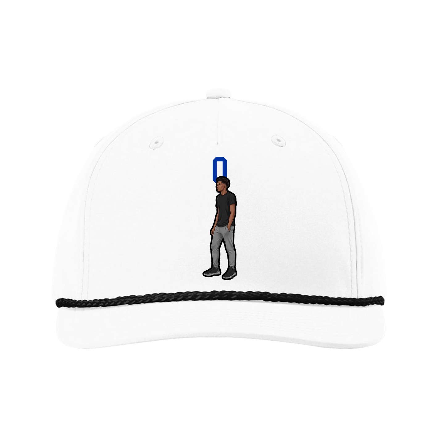 Five-Panel Classic Rope Cap — Number Top in White