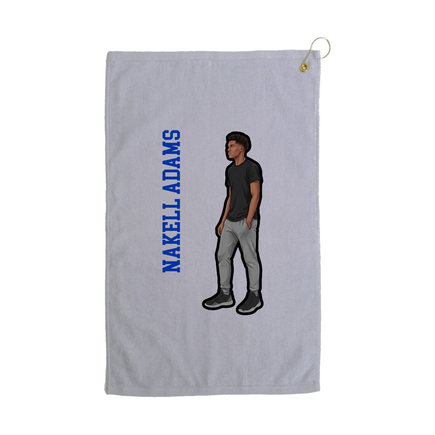 Golf Towel — Name Vertical in Grey