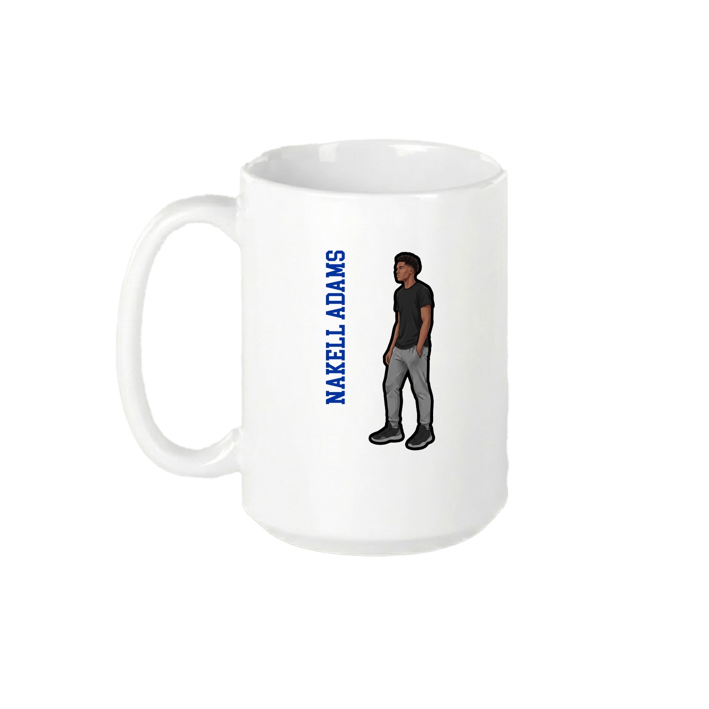 15oz Coffee Mug — Name Vertical in White