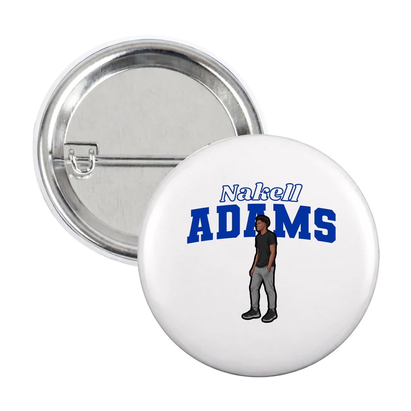 Game Day Button — Name Arch in White