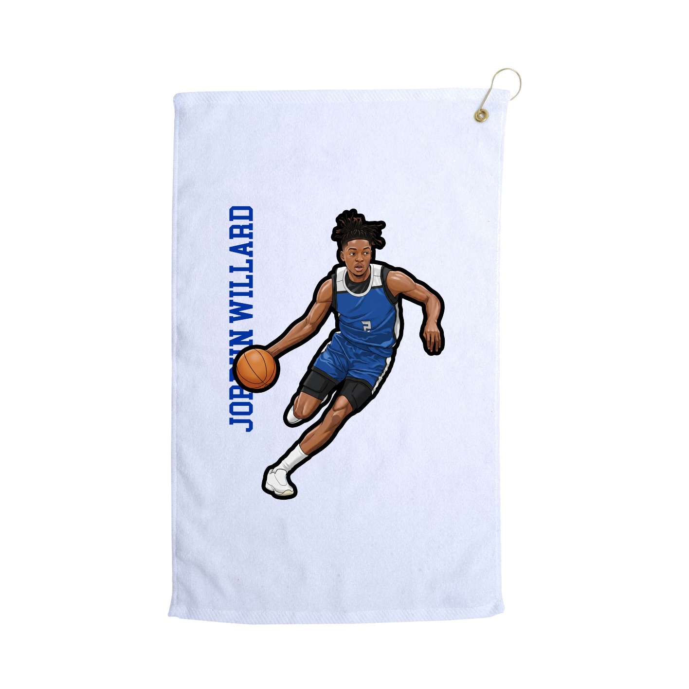 Golf Towel — Name Vertical in White