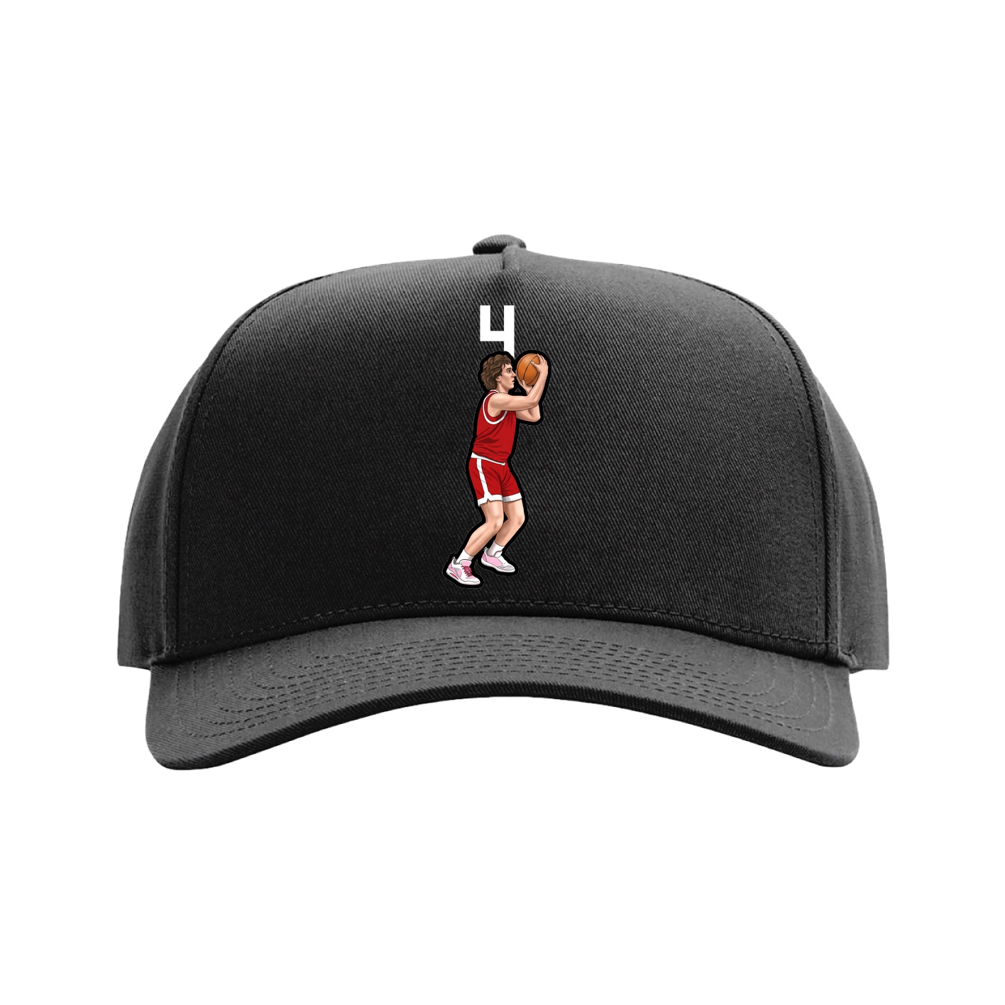 Full Fabric Five-Panel Champ Cap — Number Top in Black