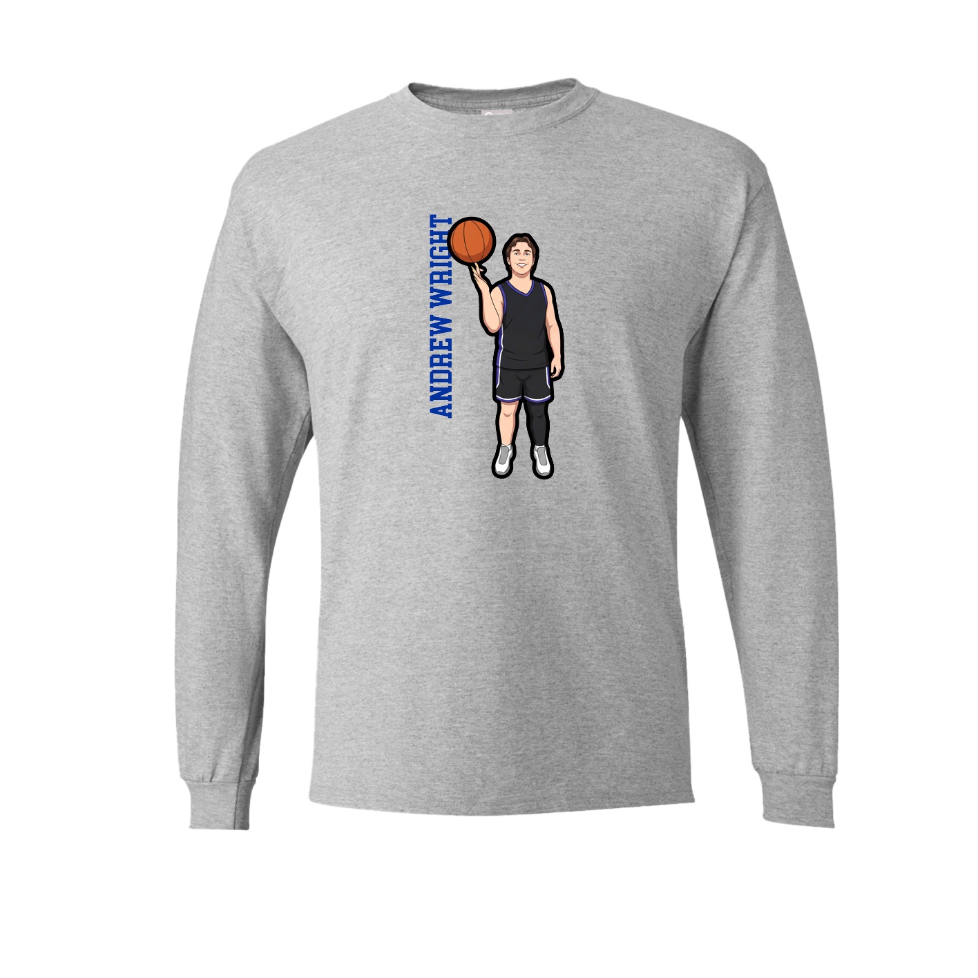 Long Sleeve Tee — Name Vertical in Grey