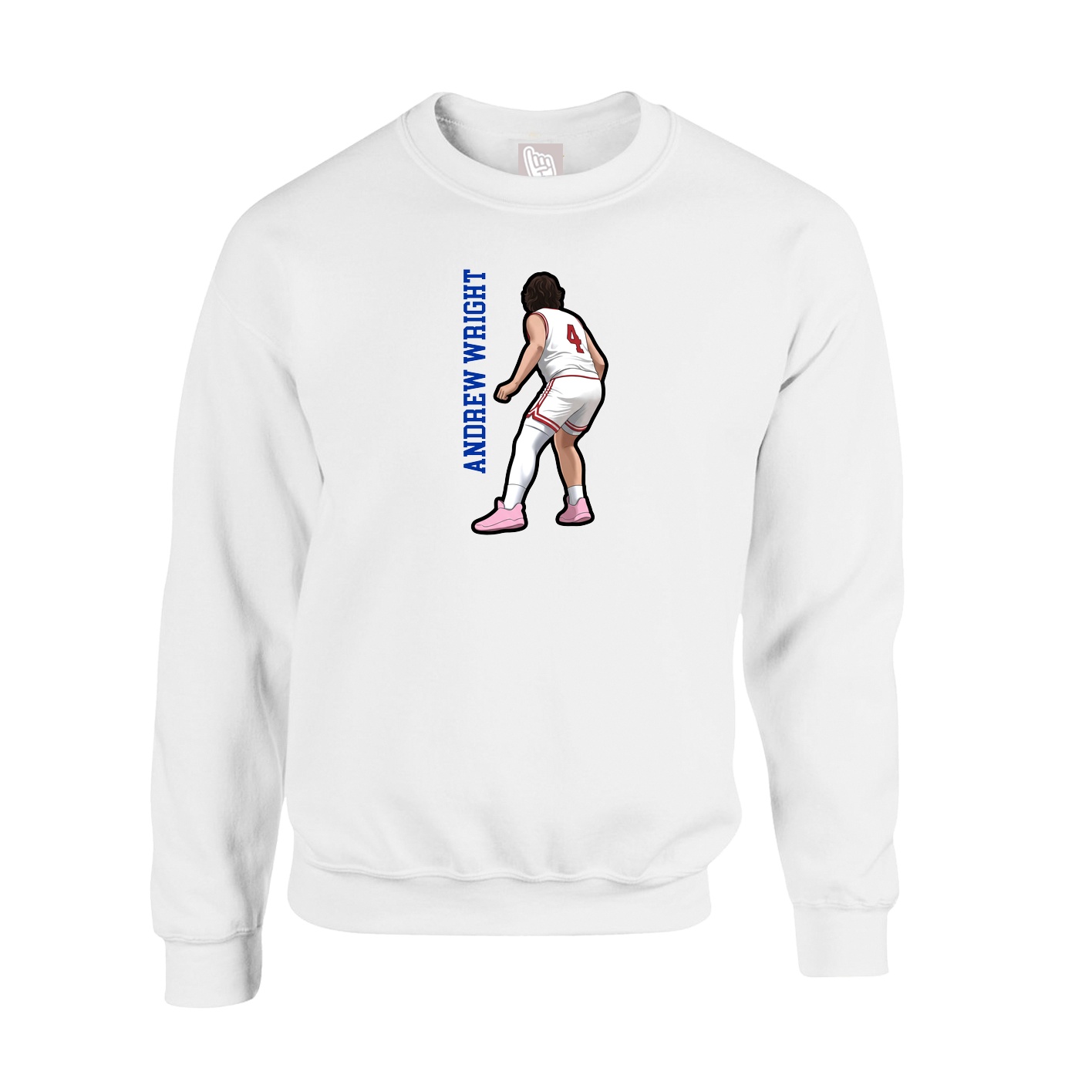 Fleece Crew — Name Vertical in White