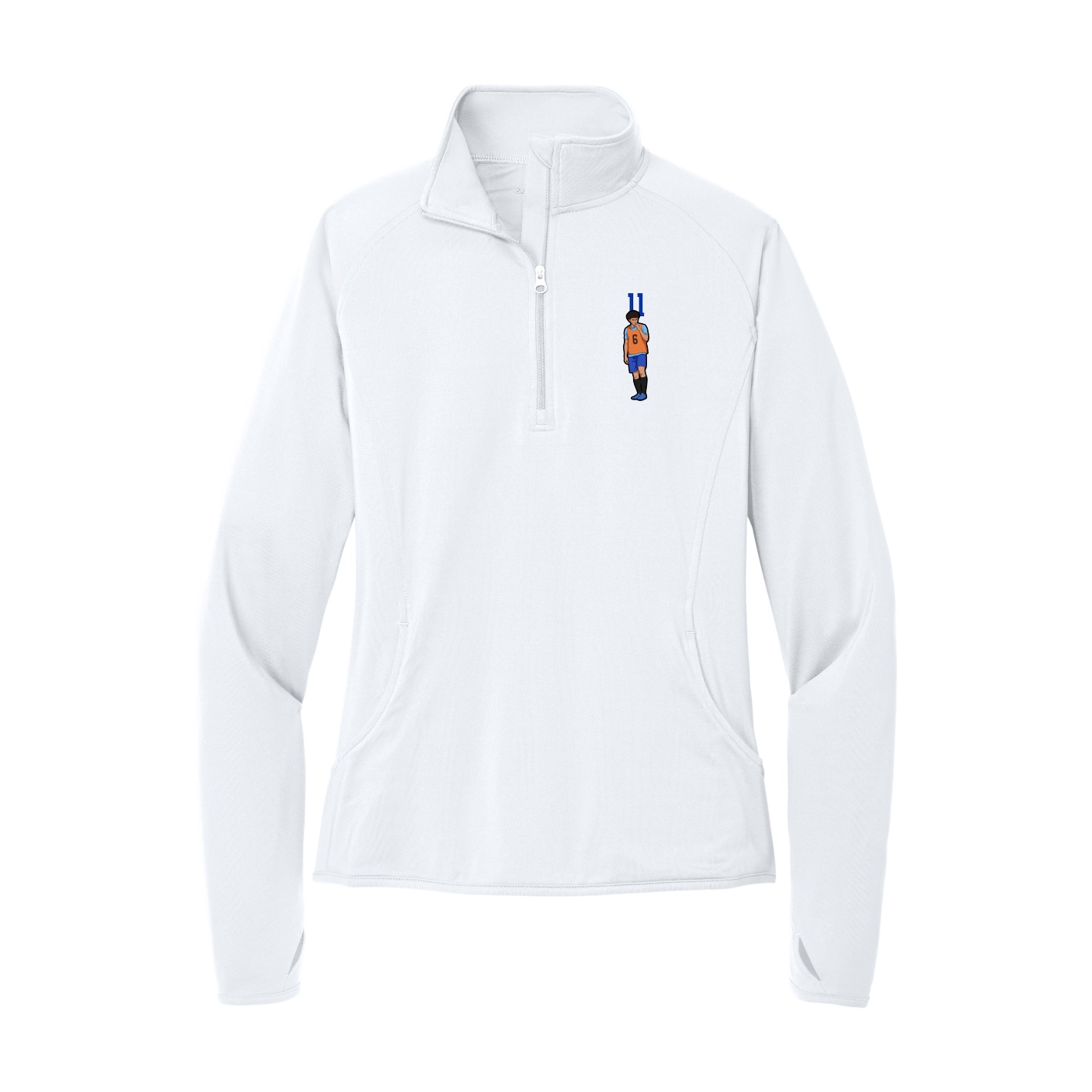 Women's Q-Zip Pullover — Number Top in White