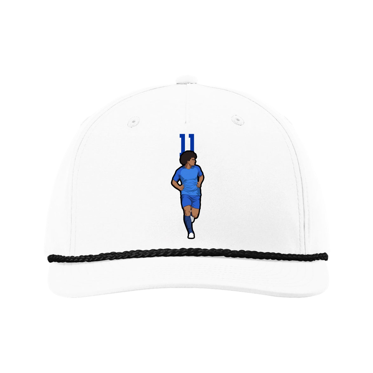 Five-Panel Classic Rope Cap — Number Top in White