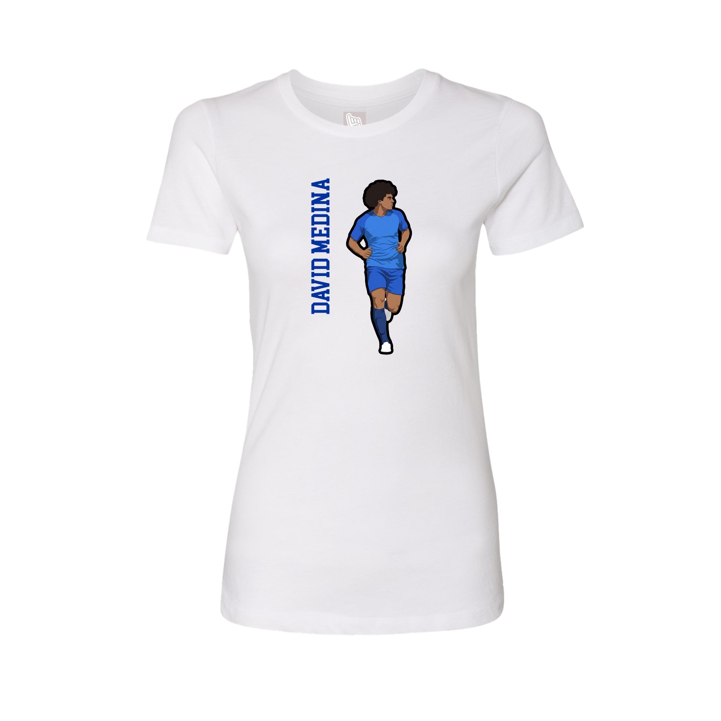 Womens Tee — Name Vertical in White
