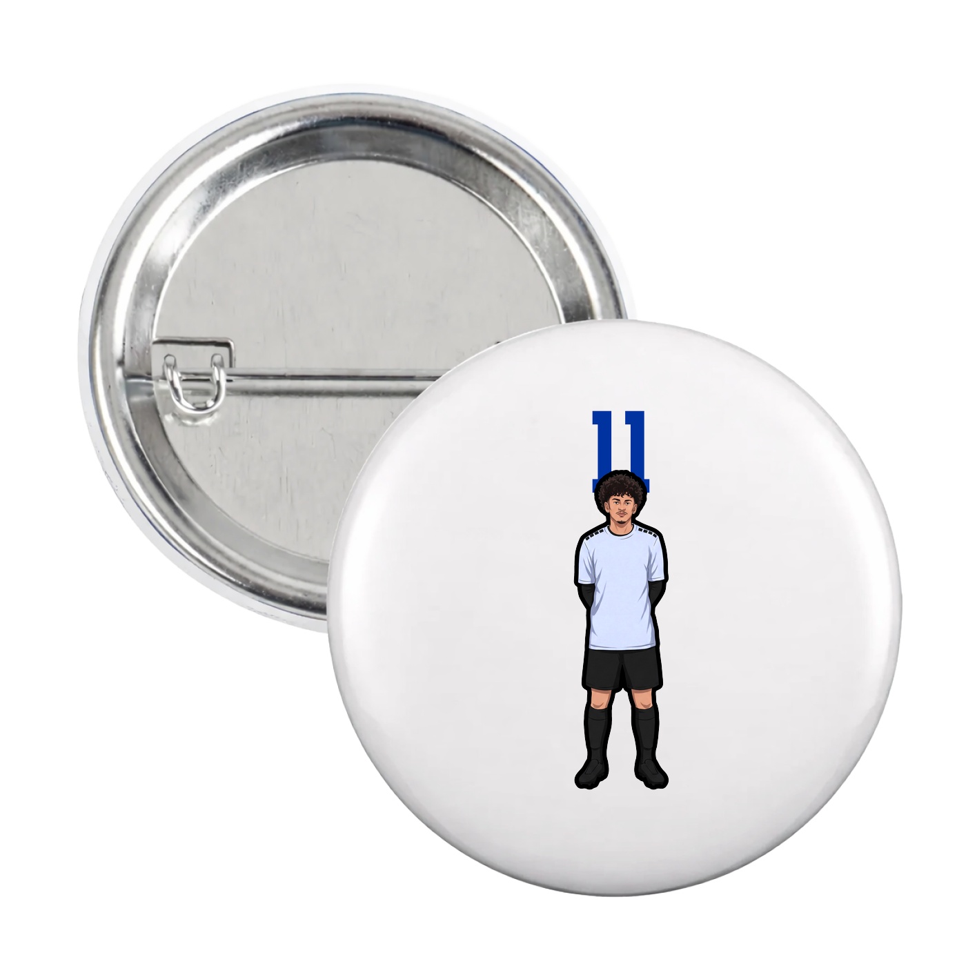 Game Day Button — Number Top in White