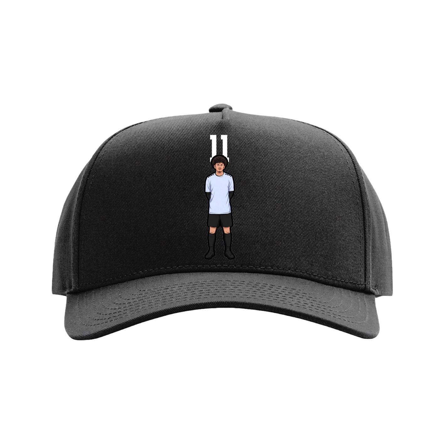Full Fabric Five-Panel Champ Cap — Number Top in Black