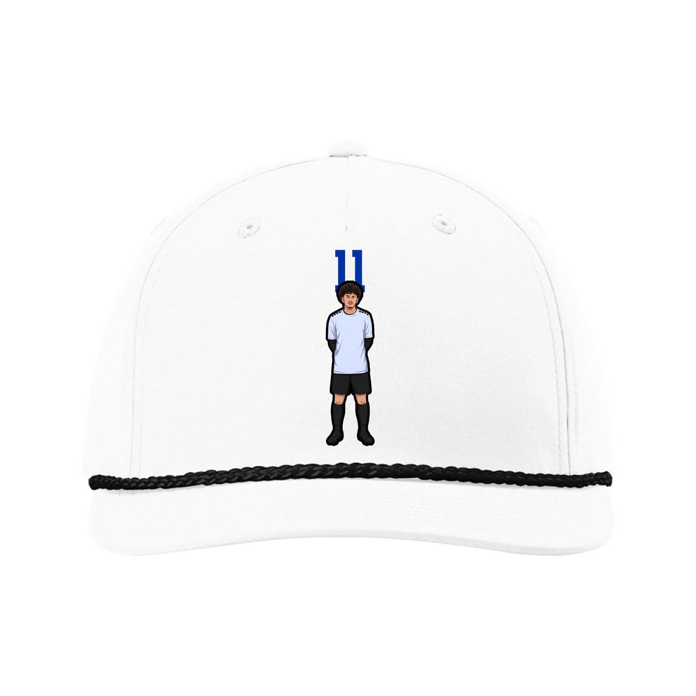 Five-Panel Classic Rope Cap — Number Top in White