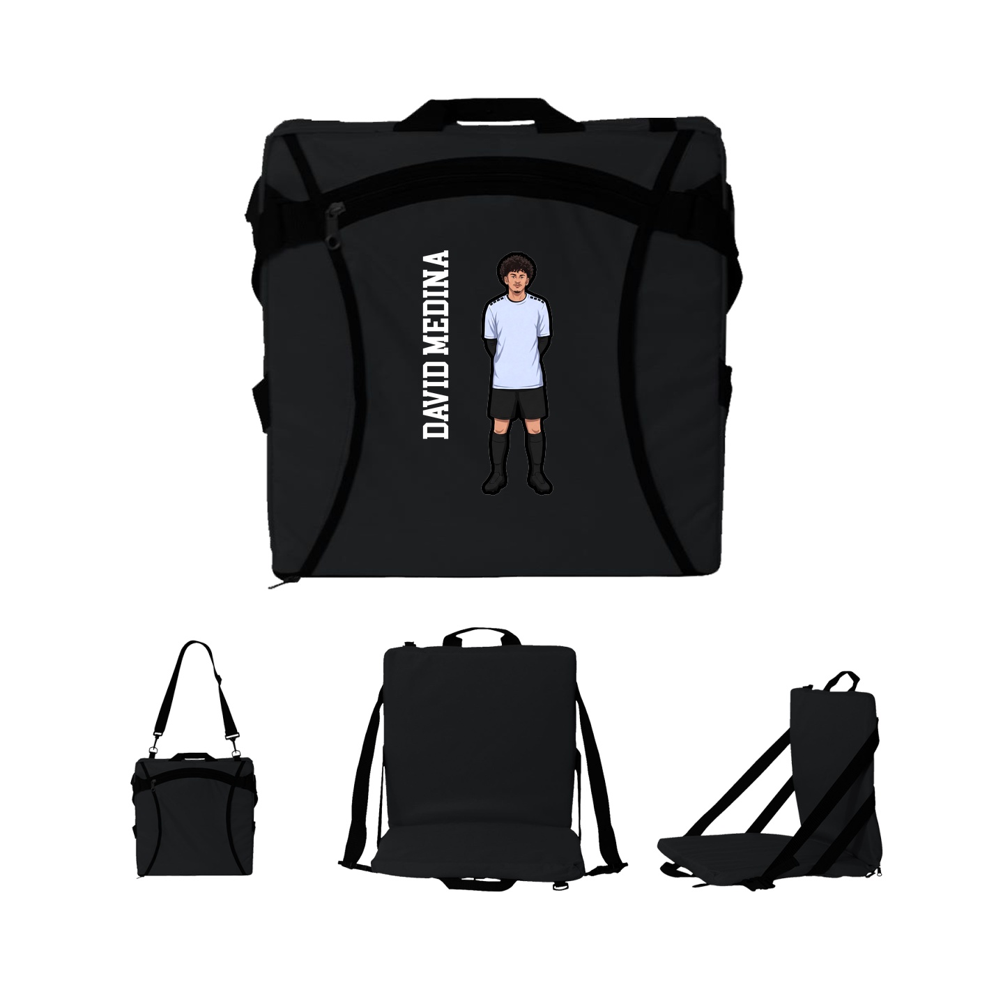 Folding Stadium Seat — Name Vertical in Black