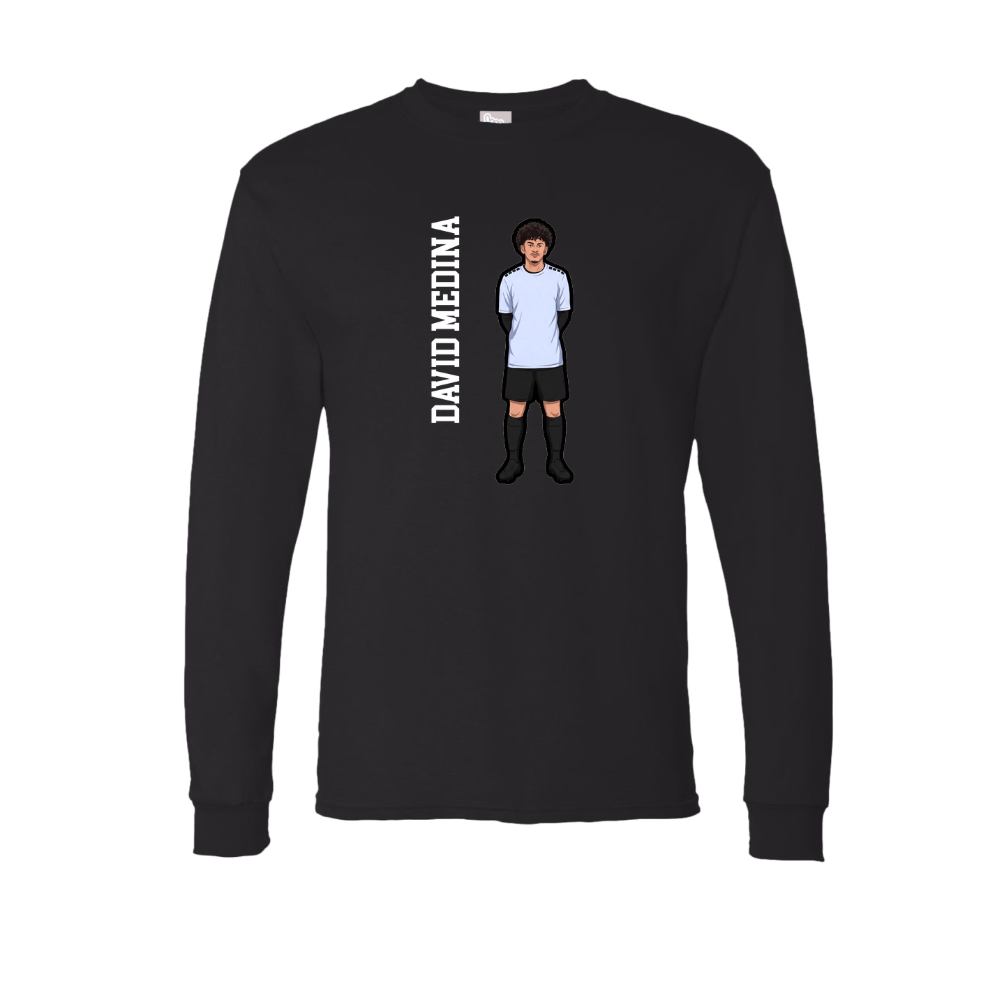 Long Sleeve Tee — Name Vertical in Black