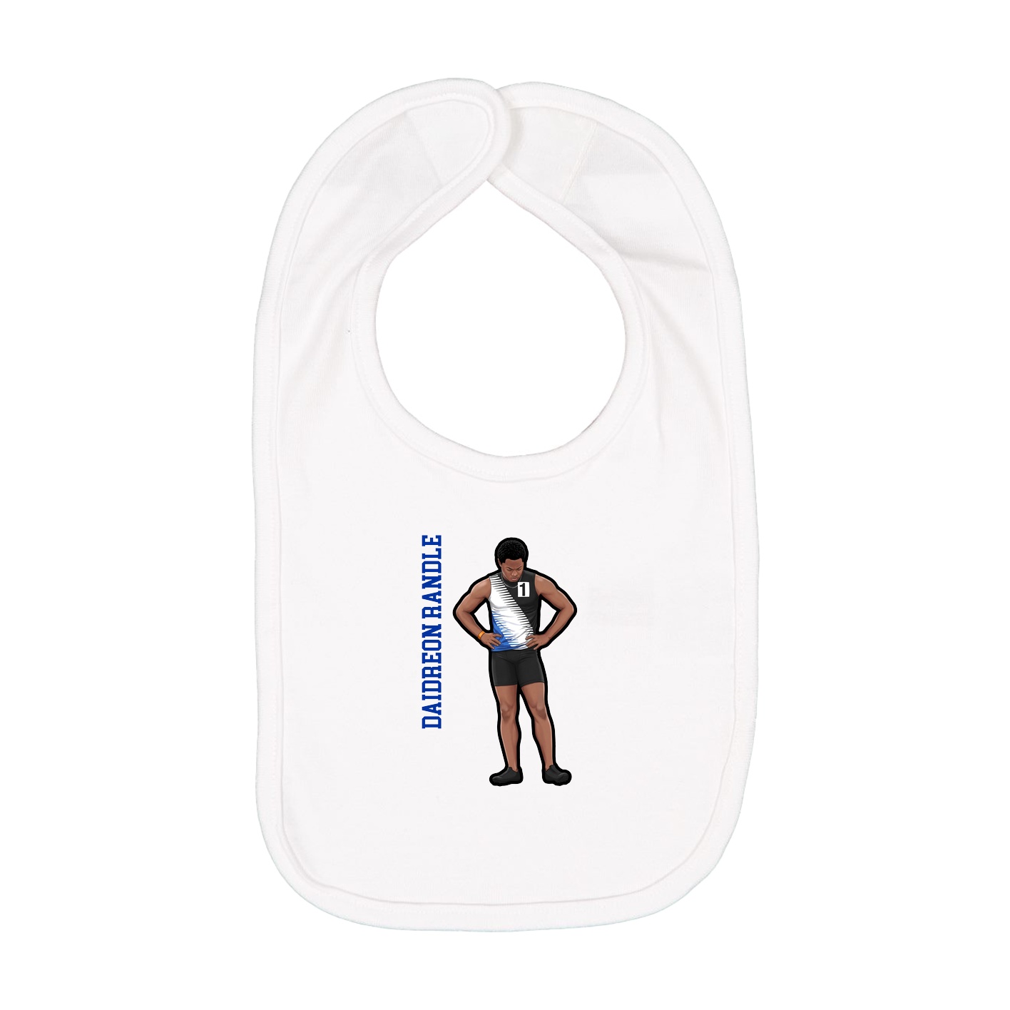 Infant Bib — Name Vertical in White