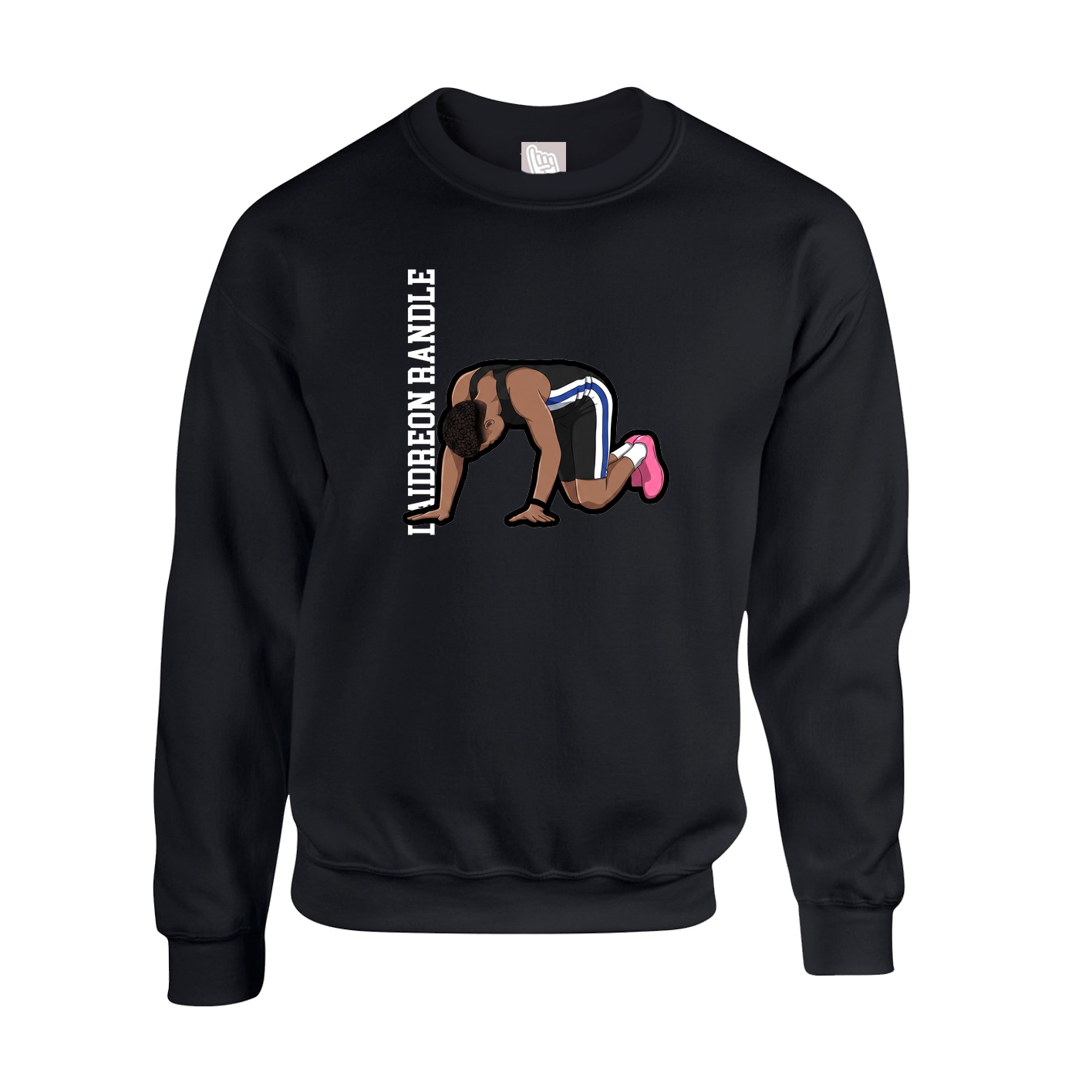 Fleece Crew — Name Vertical in Black