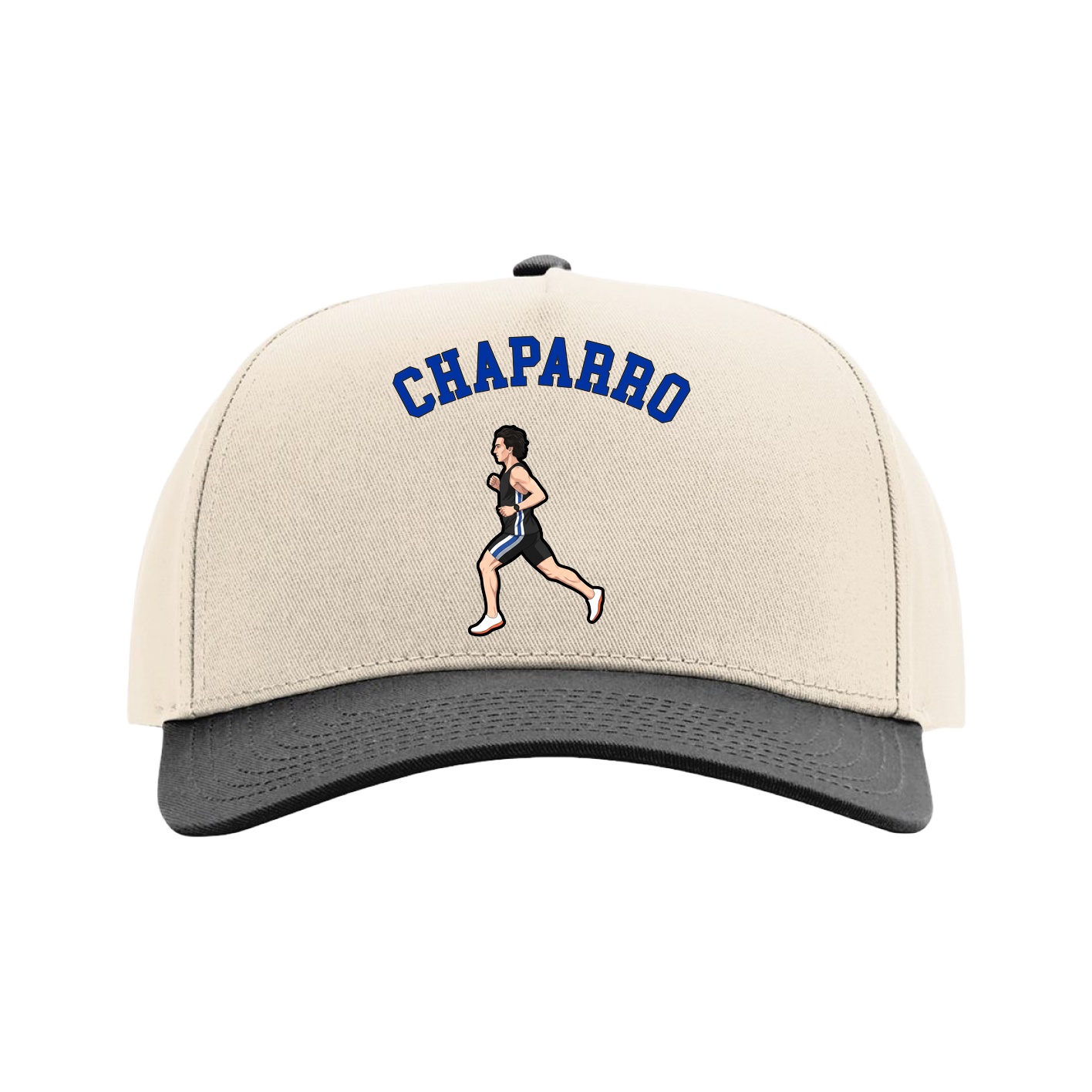 Full Fabric Five-Panel Champ Cap — Shirsey Arch in Cream/Black