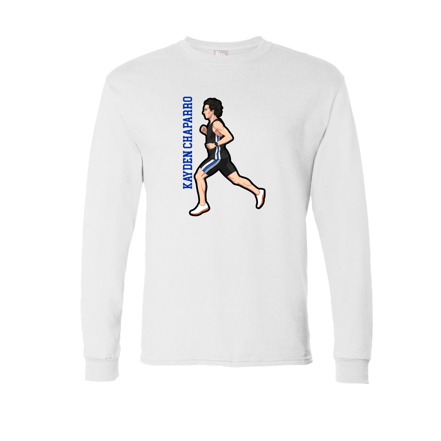 Long Sleeve Tee — Name Vertical in White