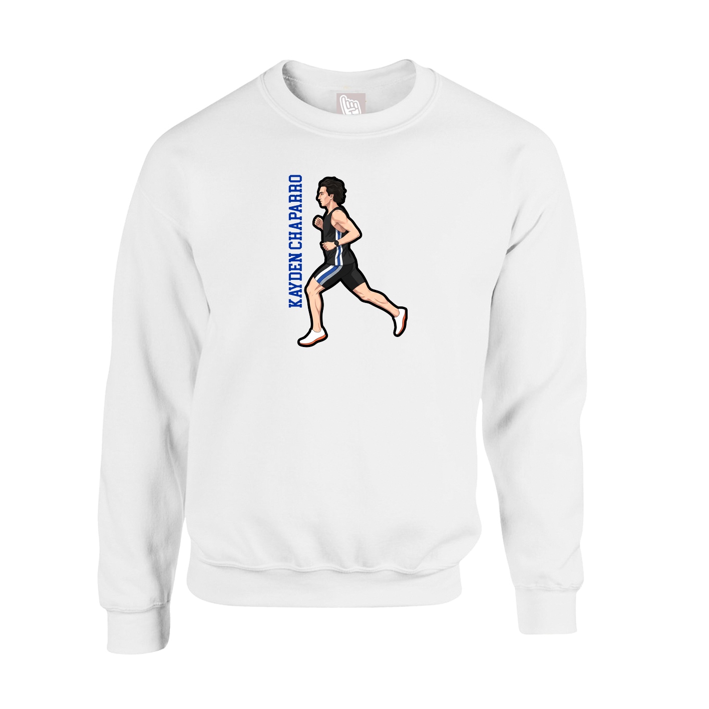 Fleece Crew — Name Vertical in White
