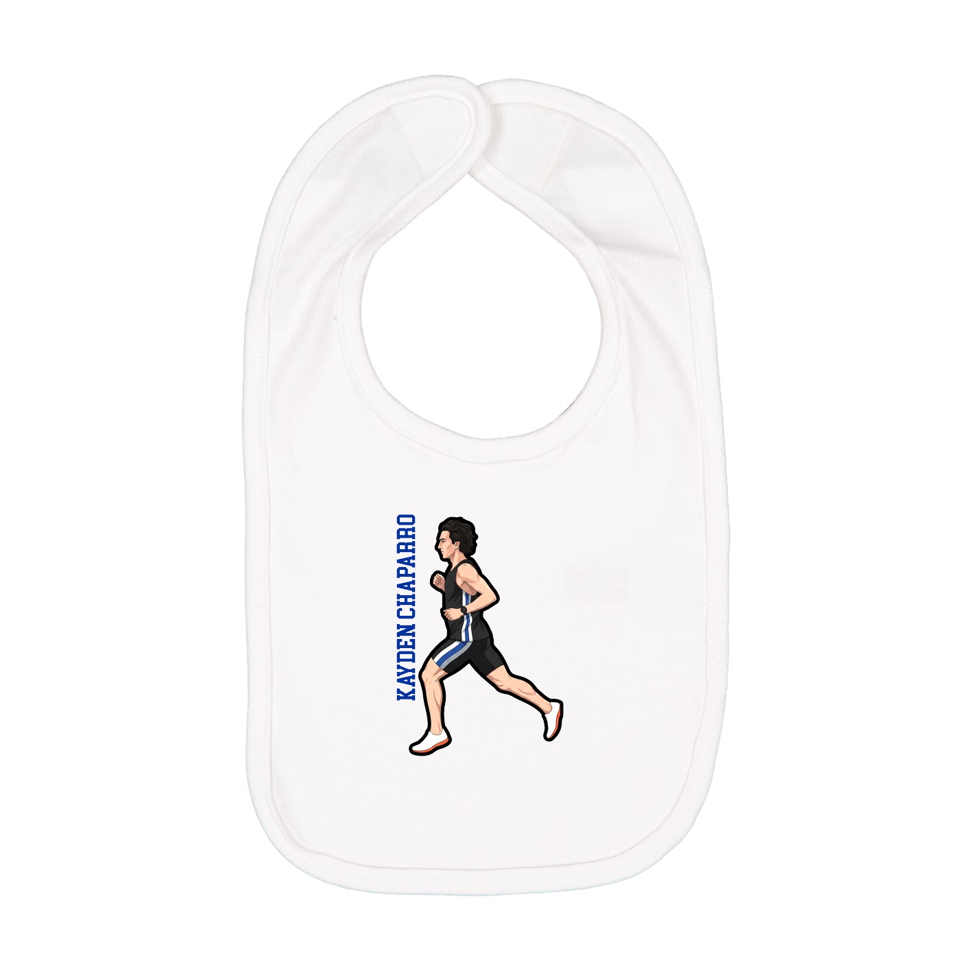 Infant Bib — Name Vertical in White