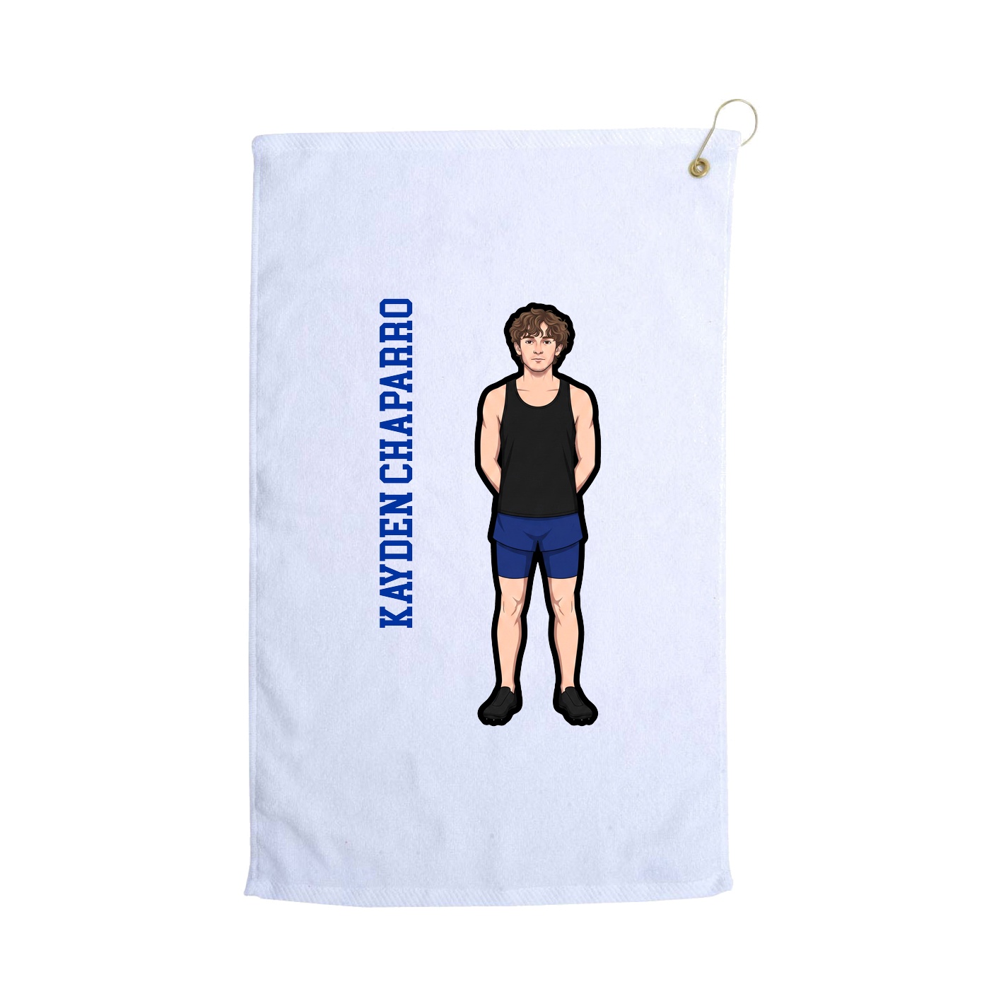 Golf Towel — Name Vertical in White