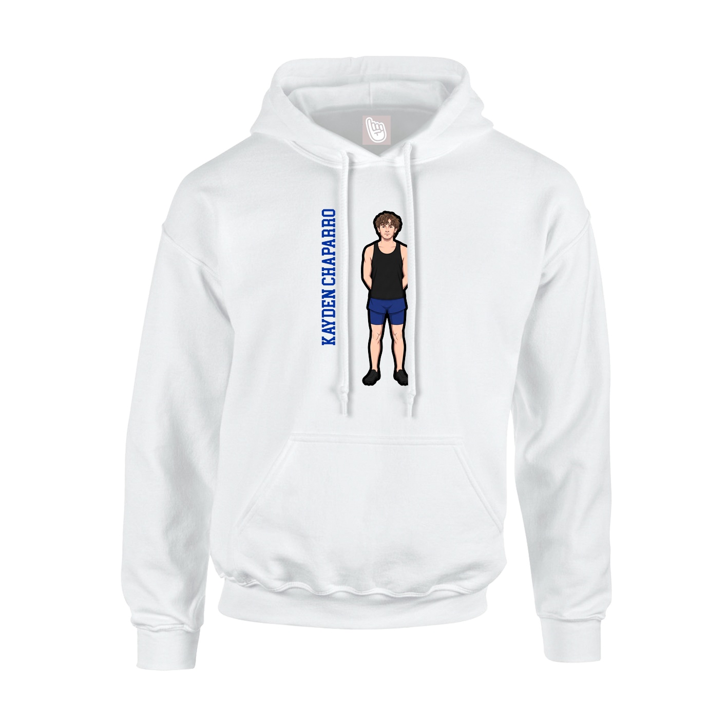 Youth Hoodie — Name Vertical in White