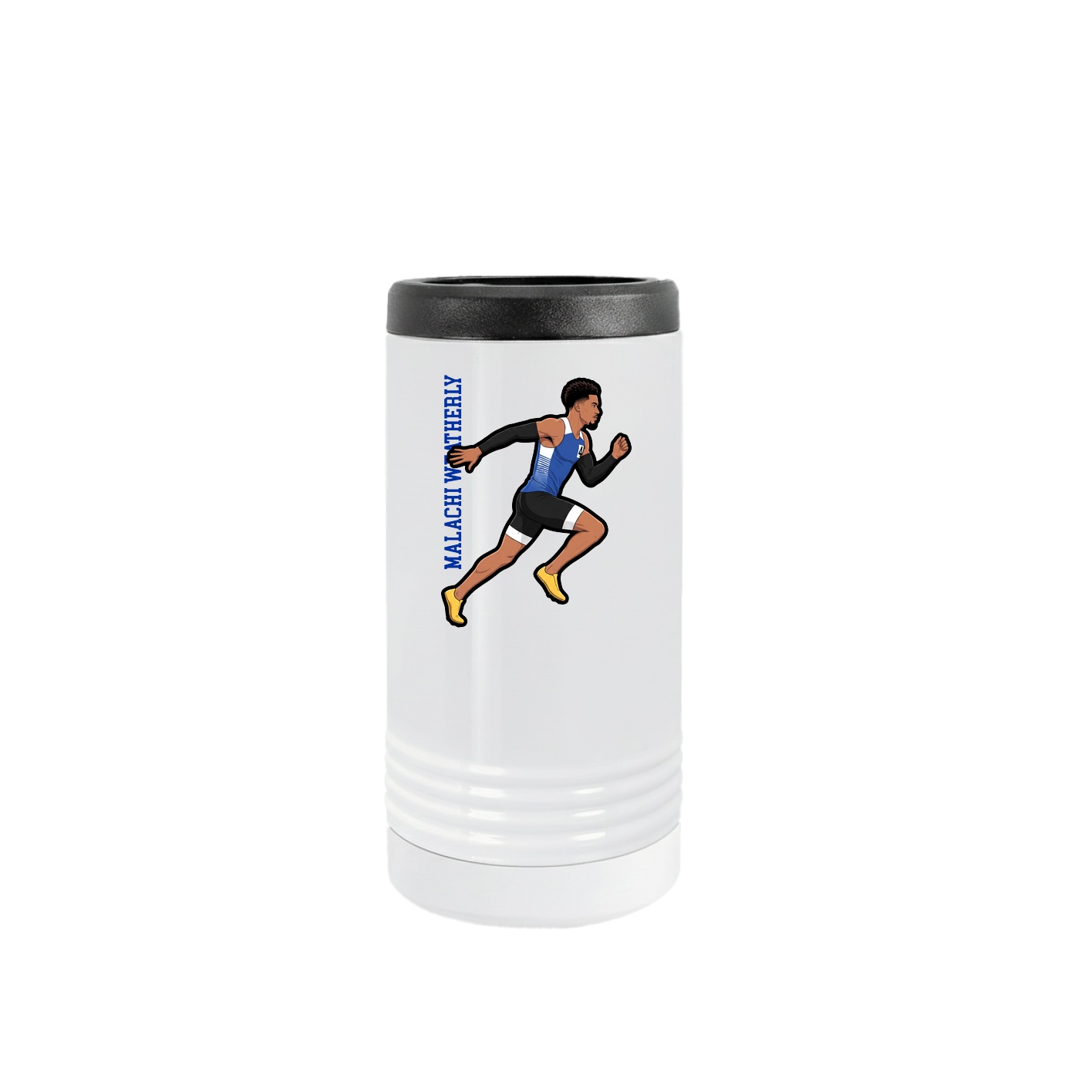 Slim Beverage Holder — Name Vertical in White
