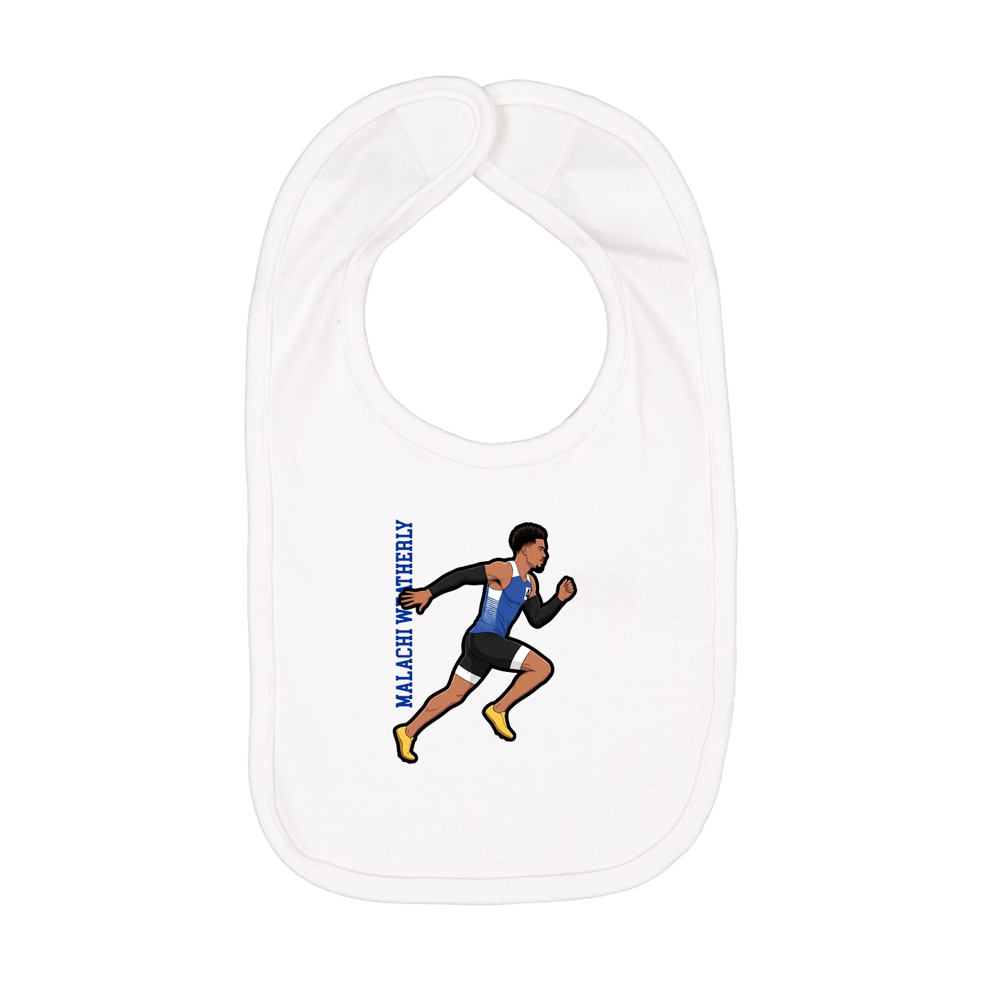 Infant Bib — Name Vertical in White