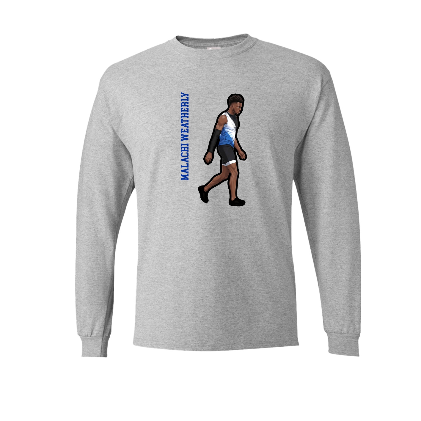 Long Sleeve Tee — Name Vertical in Grey