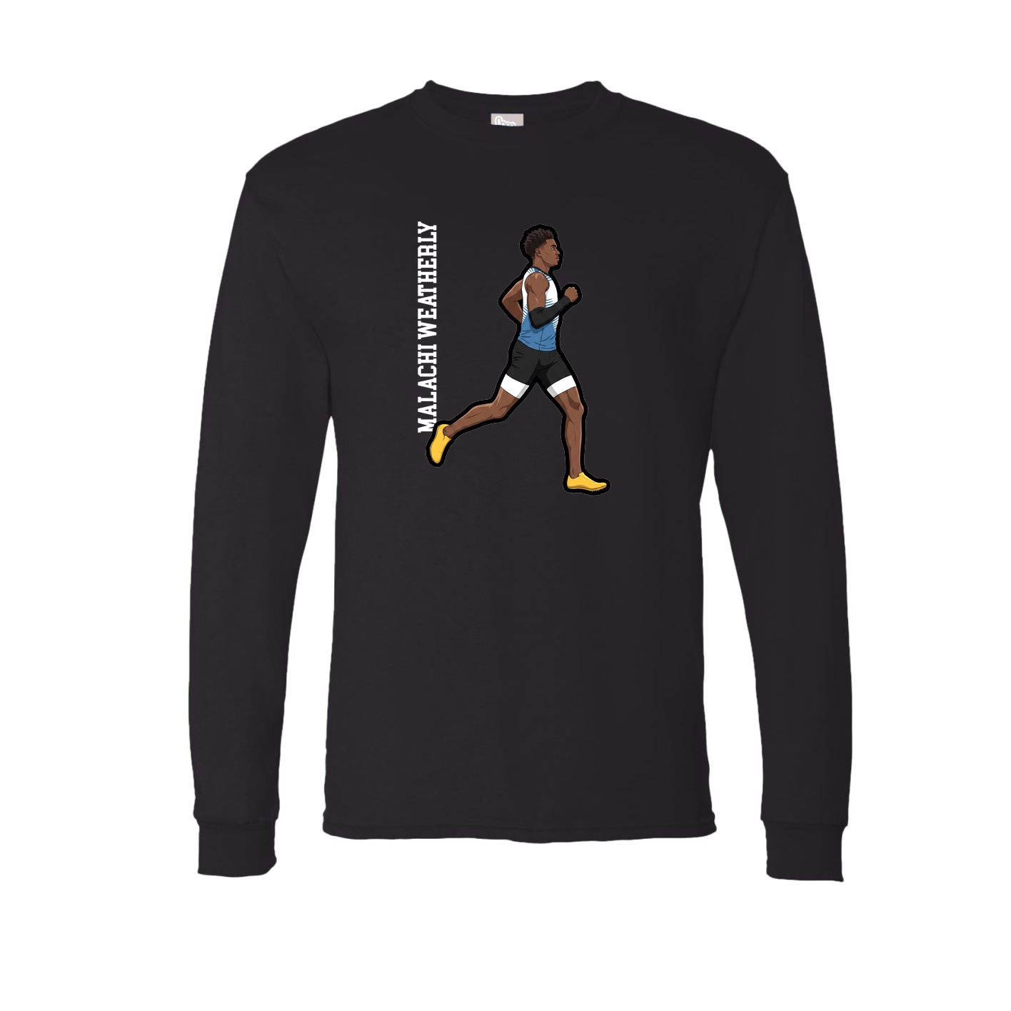Long Sleeve Tee — Name Vertical in Black