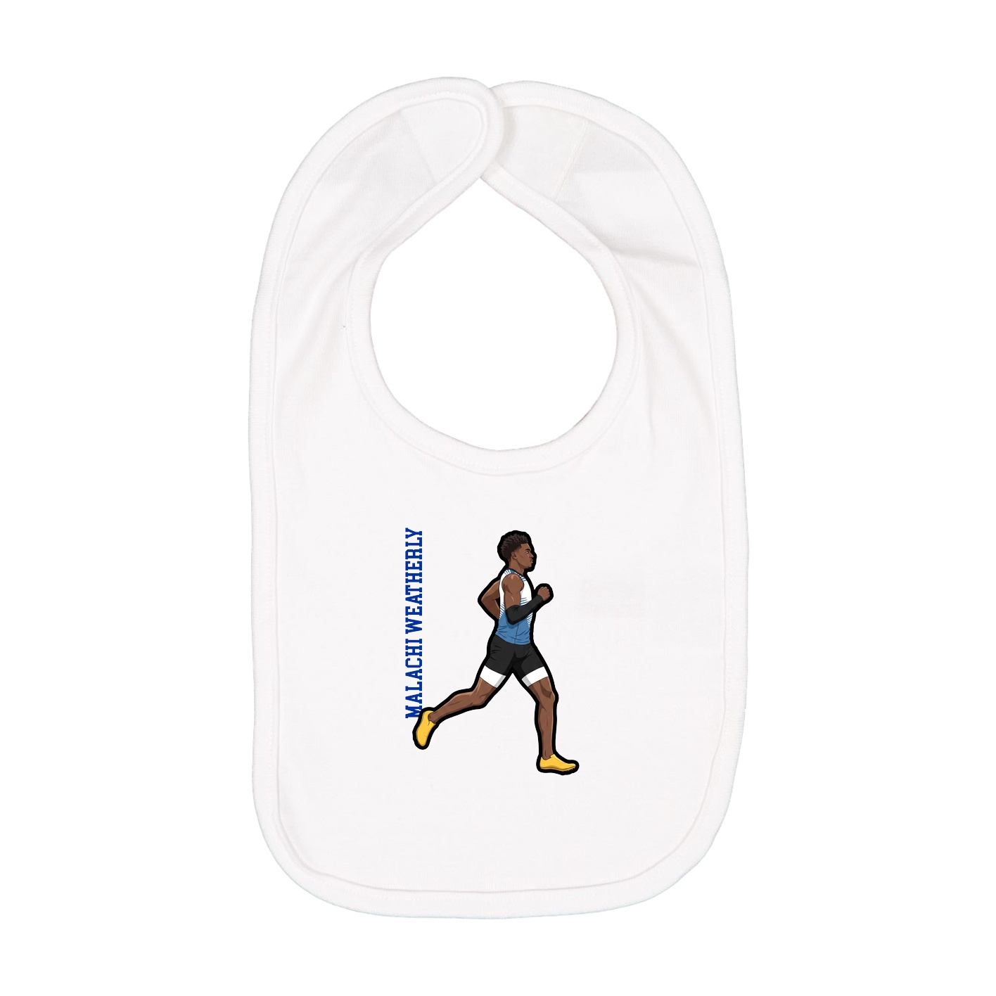 Infant Bib — Name Vertical in White