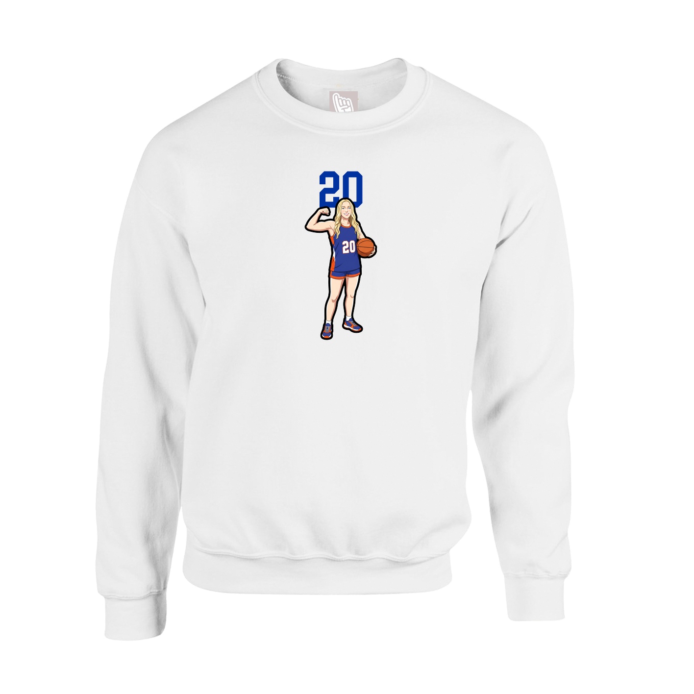 Fleece Crew — Number Top in White