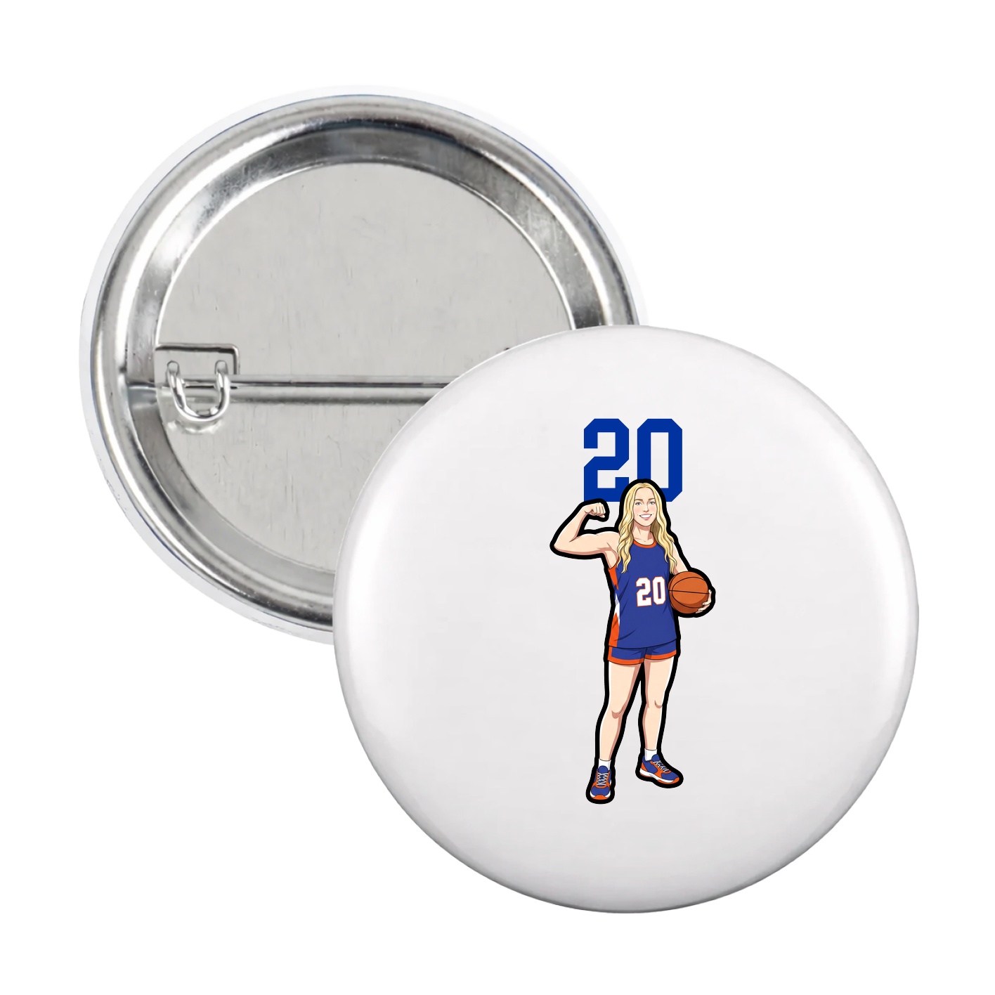 Game Day Button — Number Top in White