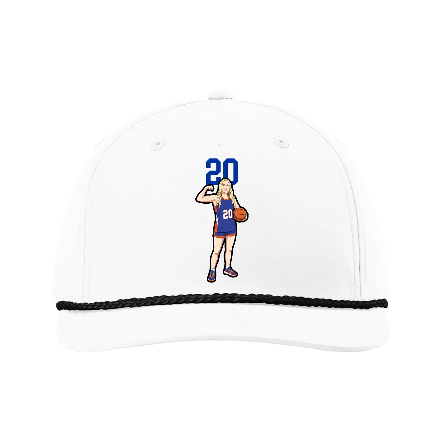 Five-Panel Classic Rope Cap — Number Top in White