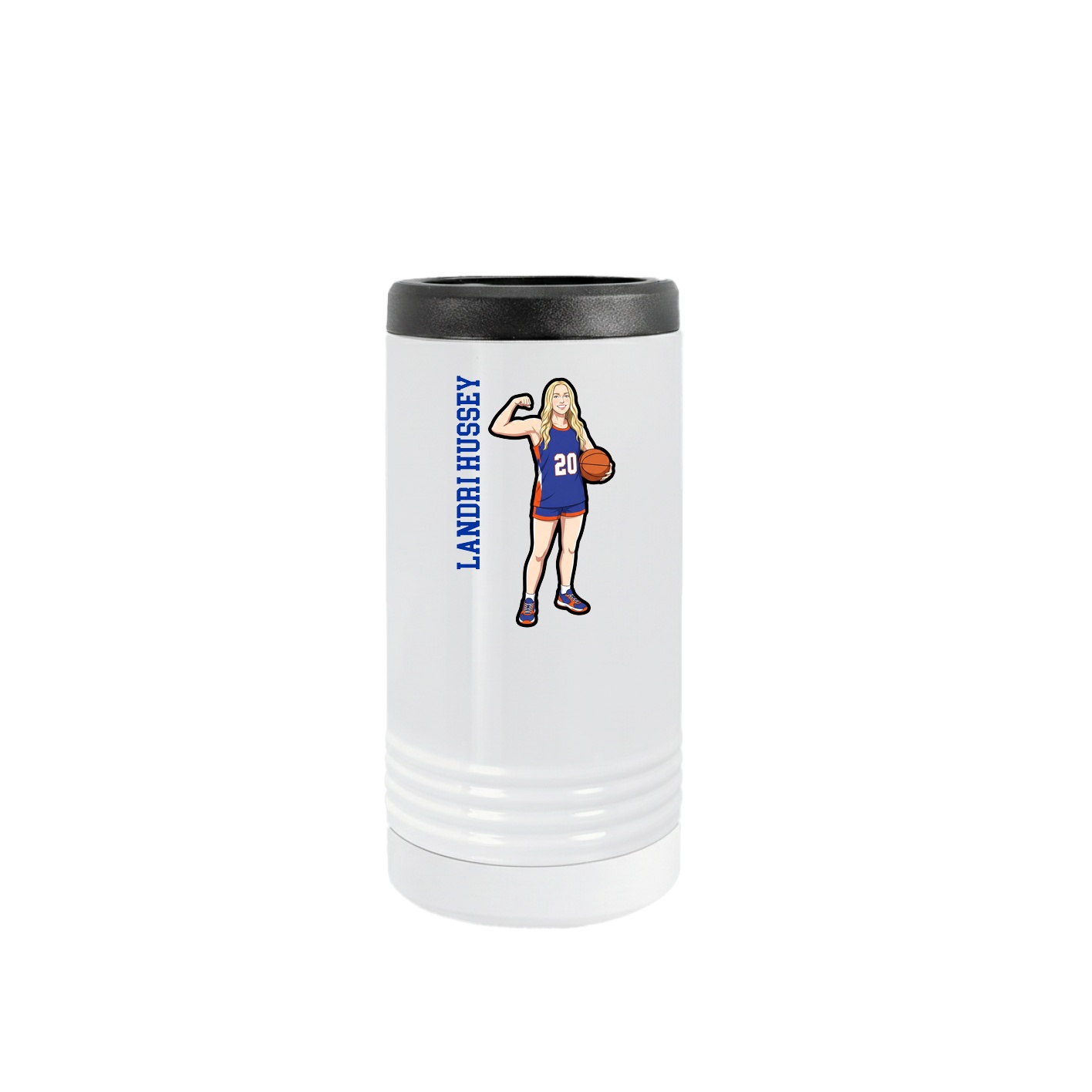 Slim Beverage Holder — Name Vertical in White