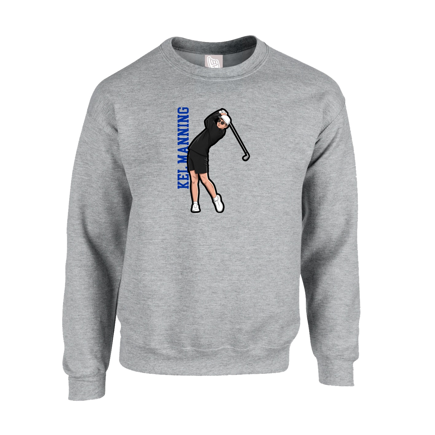 Fleece Crew — Name Vertical in Grey