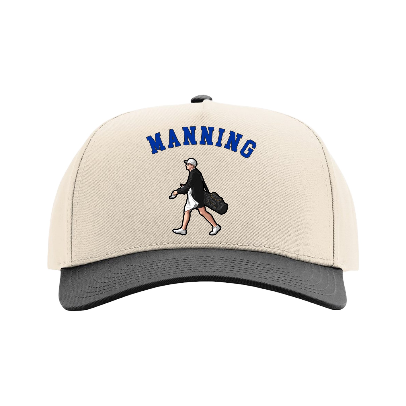 Full Fabric Five-Panel Champ Cap — Shirsey Arch in Cream/Black