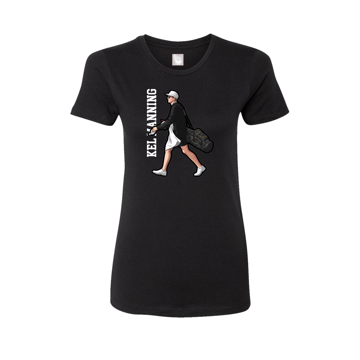 Womens Tee — Name Vertical in Black