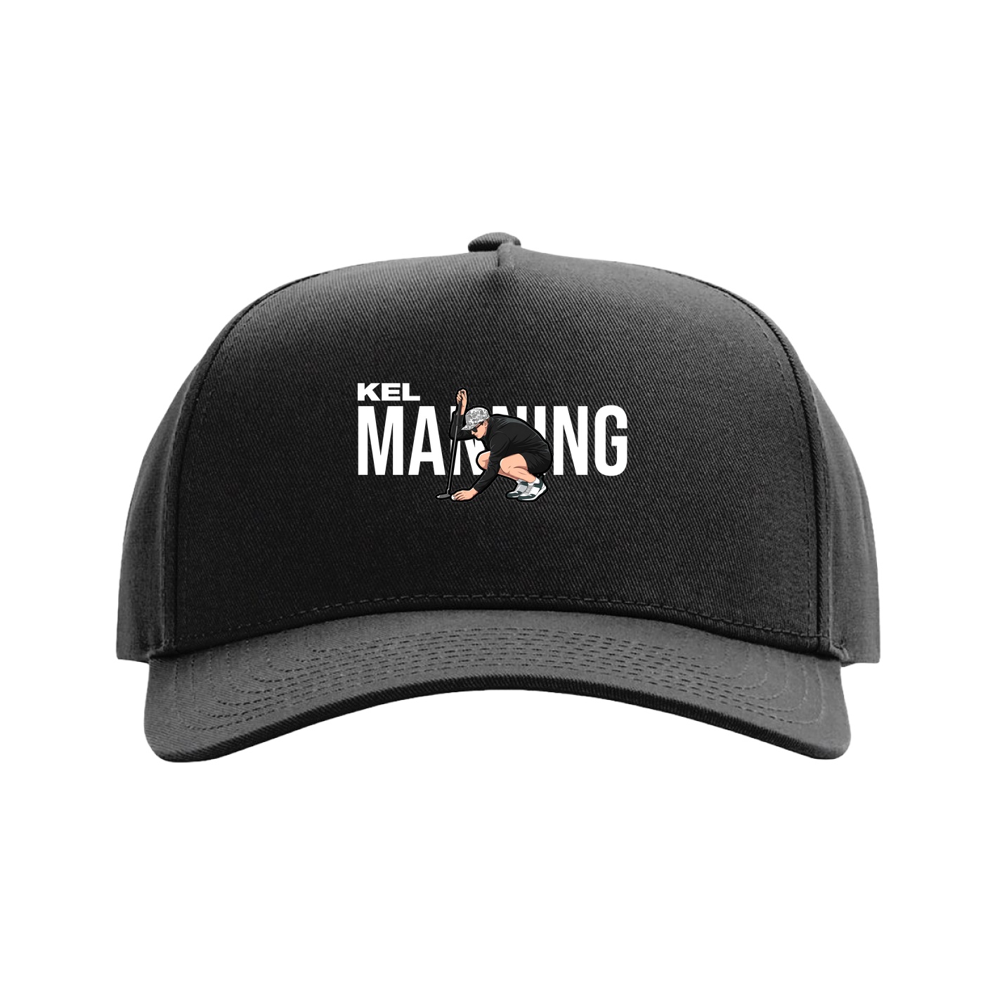 Full Fabric Five-Panel Champ Cap — Player Name in Black