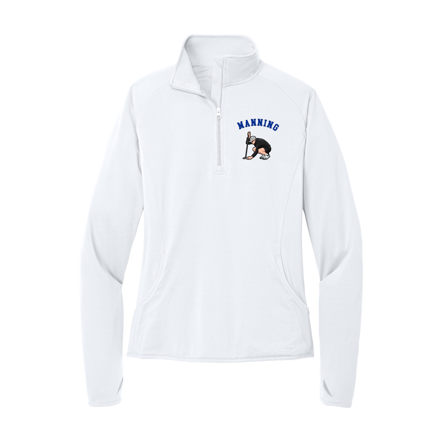 Women's Q-Zip Pullover — Shirsey Arch in White