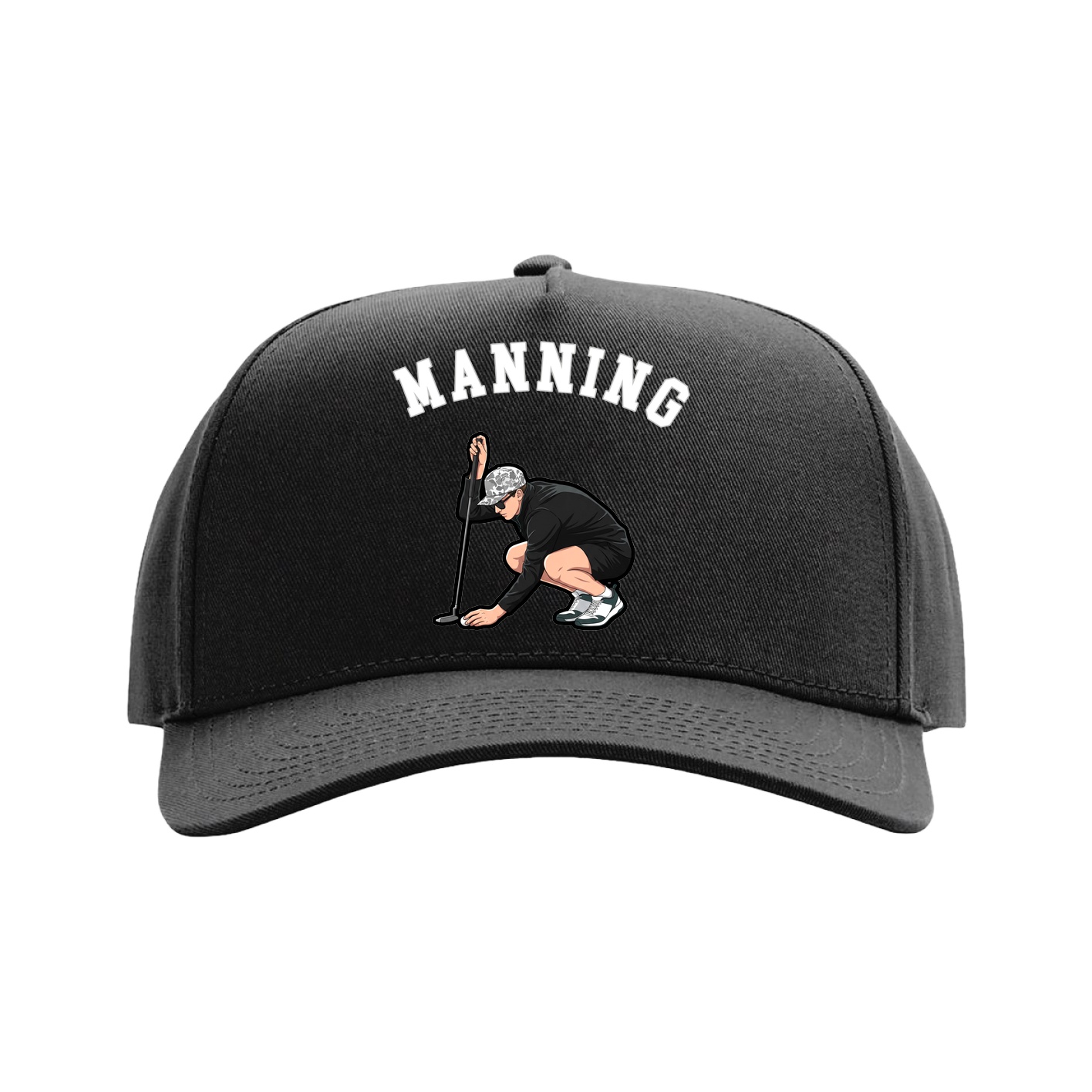 Full Fabric Five-Panel Champ Cap — Shirsey Arch in Black