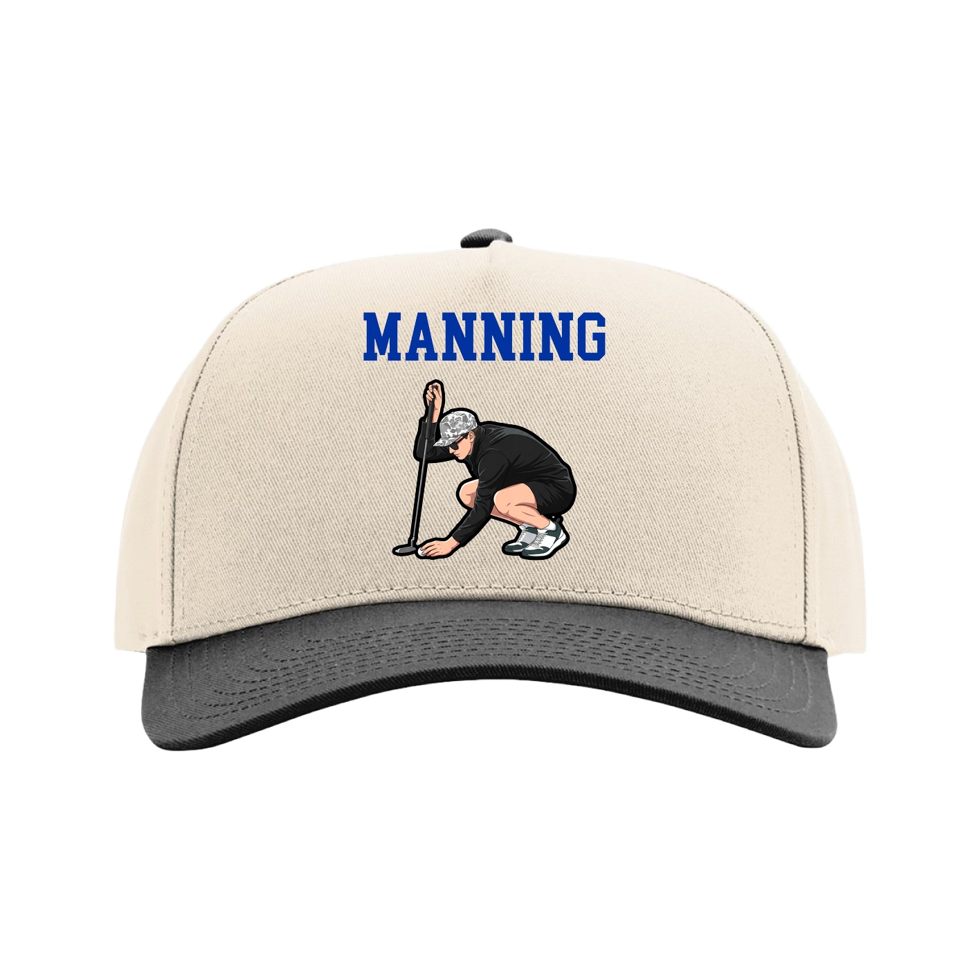 Full Fabric Five-Panel Champ Cap — Shirsey in Cream/Black