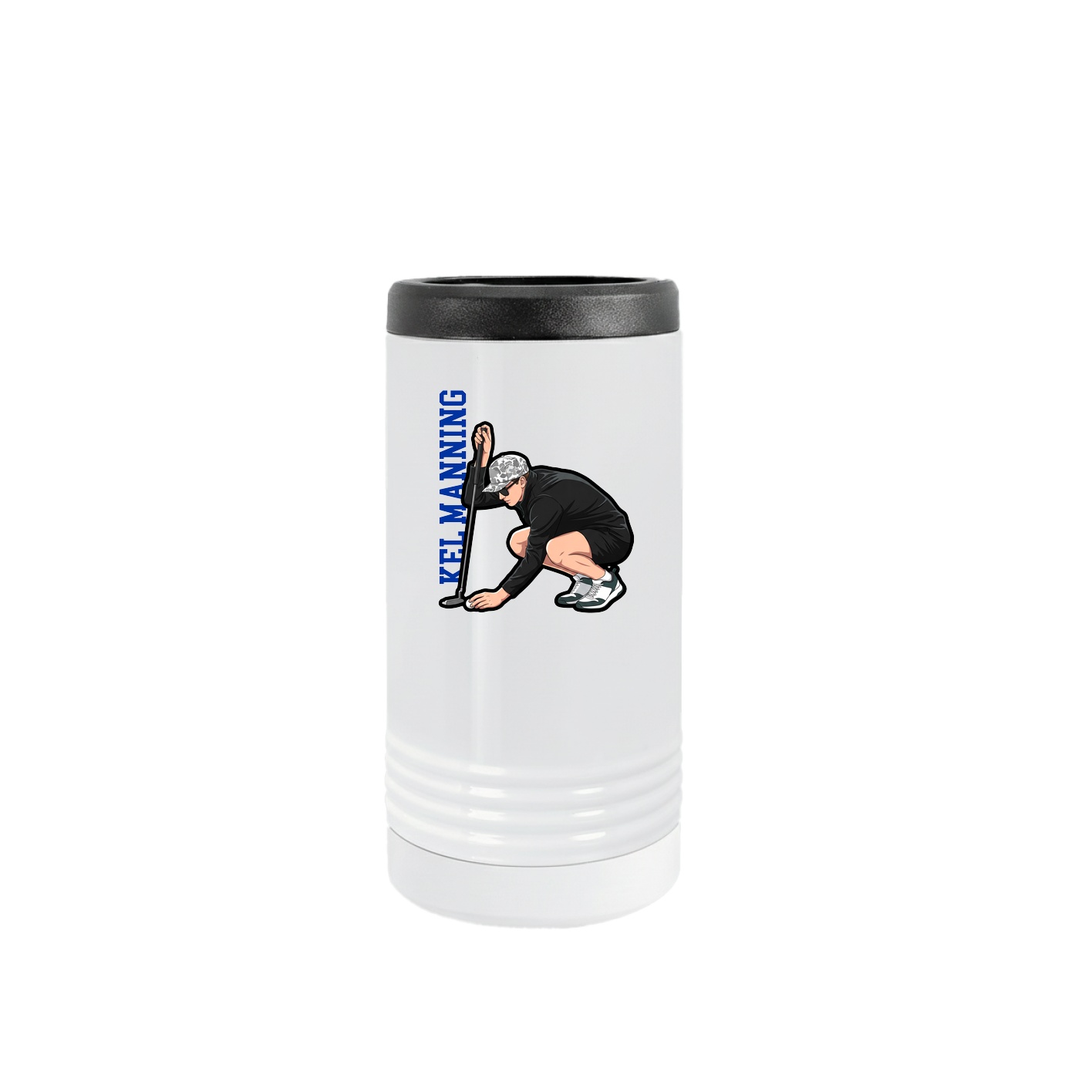 Slim Beverage Holder — Name Vertical in White