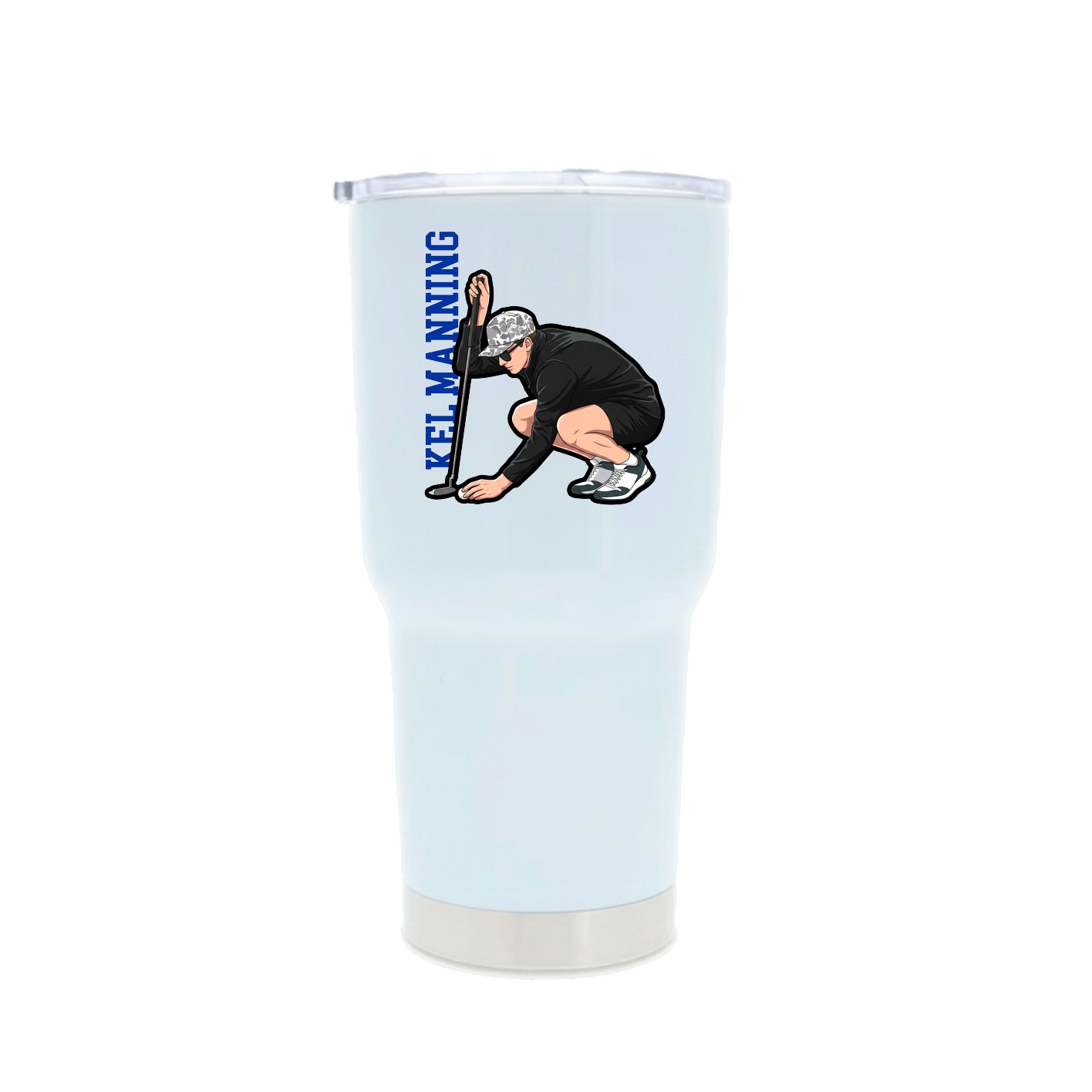 30oz Stainless Steel Tumbler — Name Vertical in White